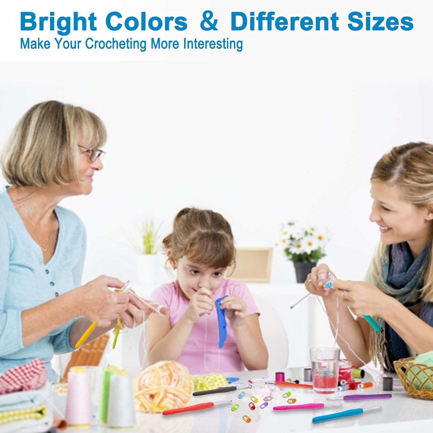 9 Sizes Crochet Hooks Set 2.0–6.0mm Ergonomic Crochet Needles