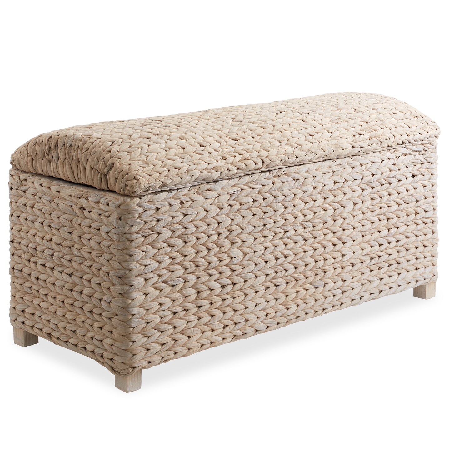 Casafield 36" Storage Trunk with Curved Lid and Safety Hinge, Water Hyacinth Wicker Storage Chest for Bedroom, Entry Way, Living Room