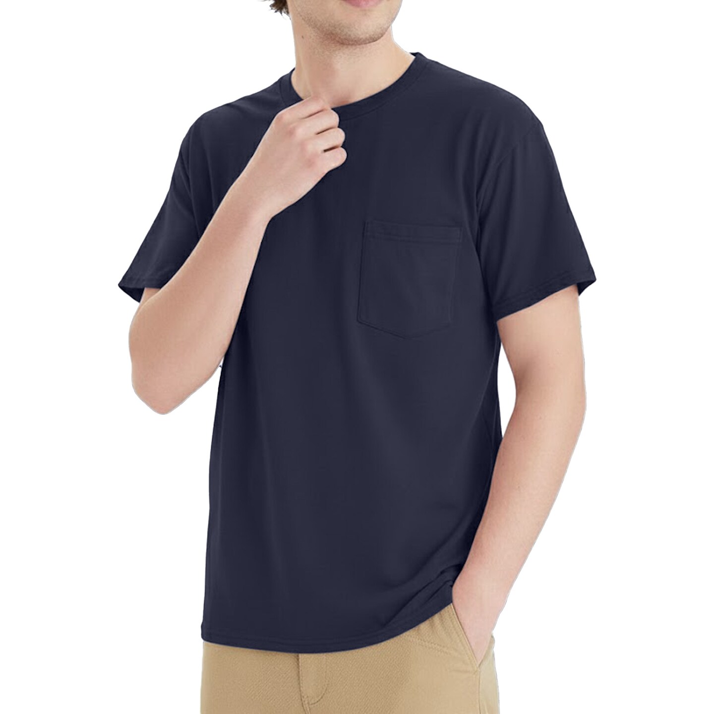 Hanes Essential Cotton Pocket T-Shirt for Crafting and Customization