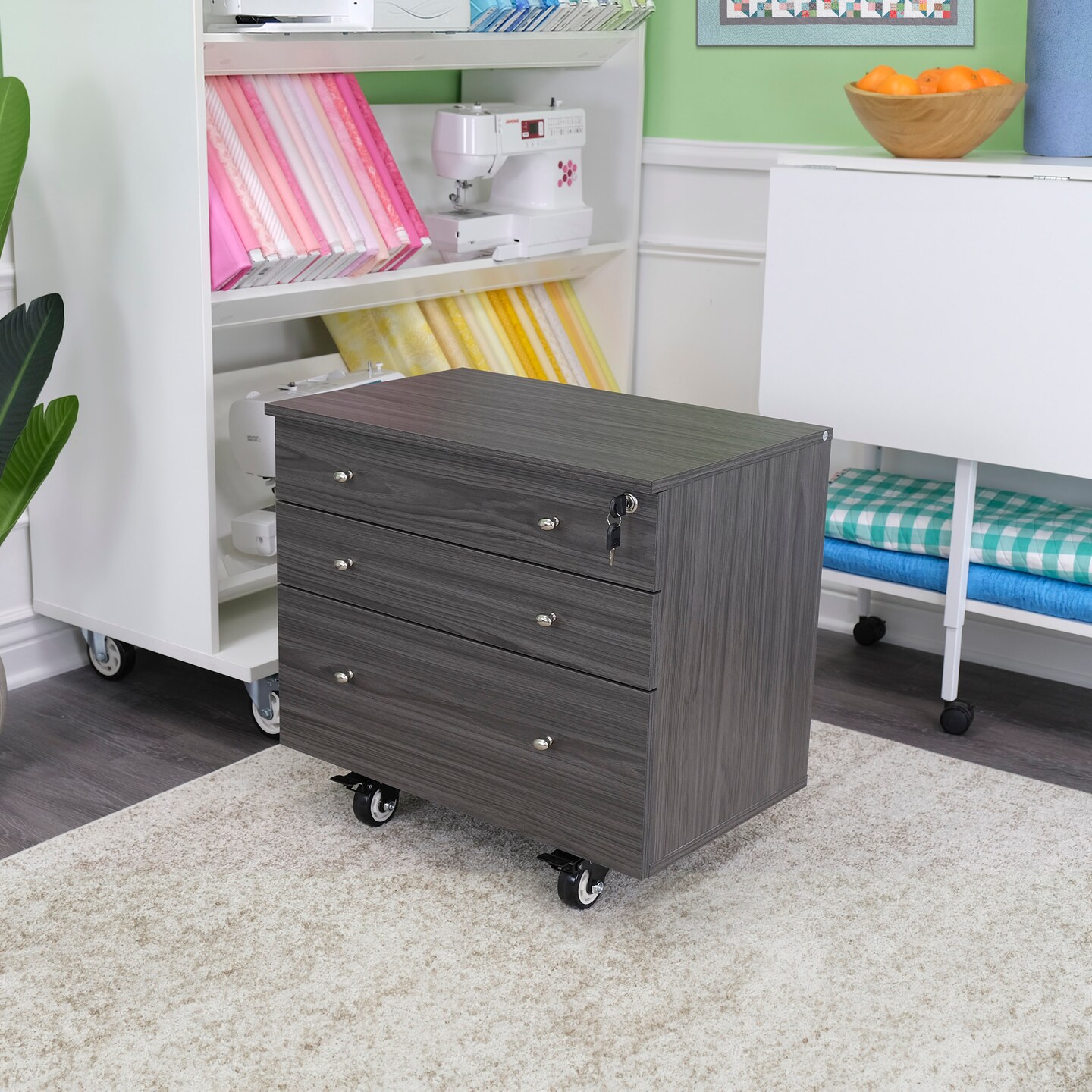 Arrow Sewing Furniture Joey Storage Cabinet with Drawers & Rolling Casters