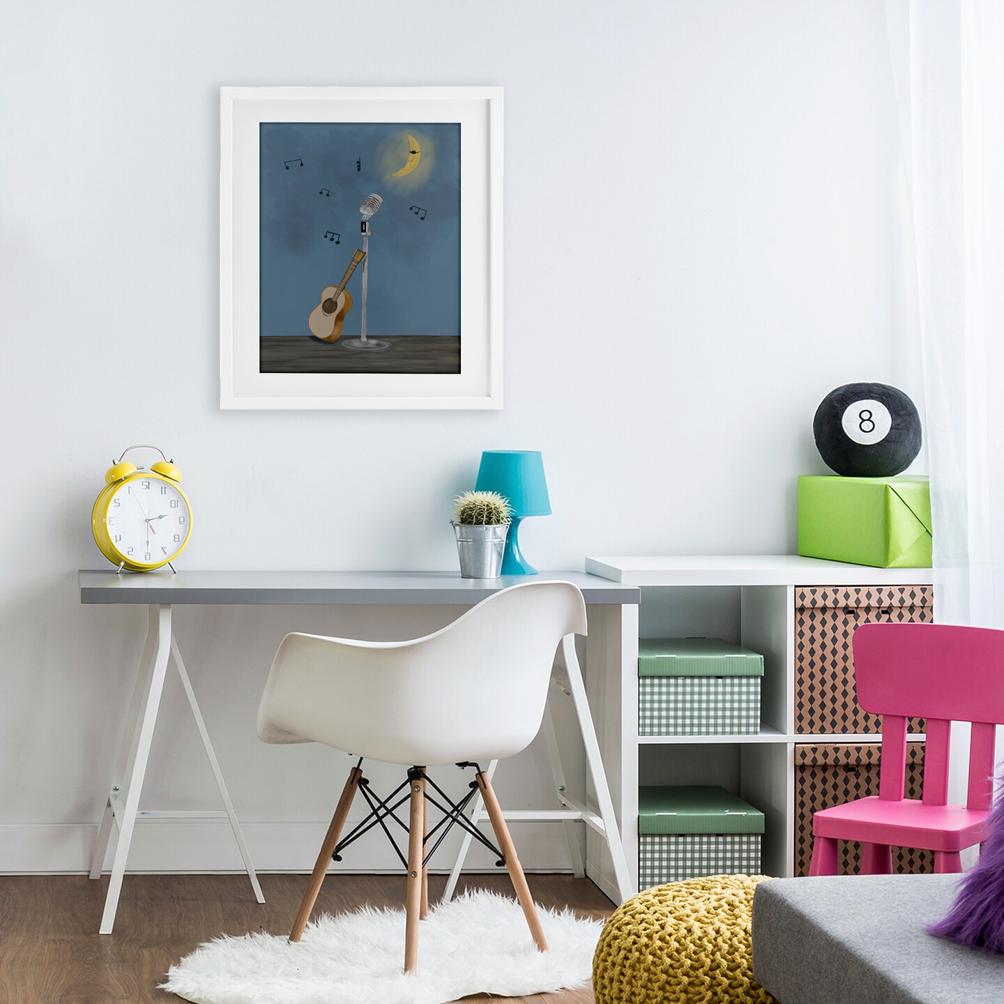 Stupell Industries Music And Moon Stage Framed Print Under Glass, design by Leslie Hermosa