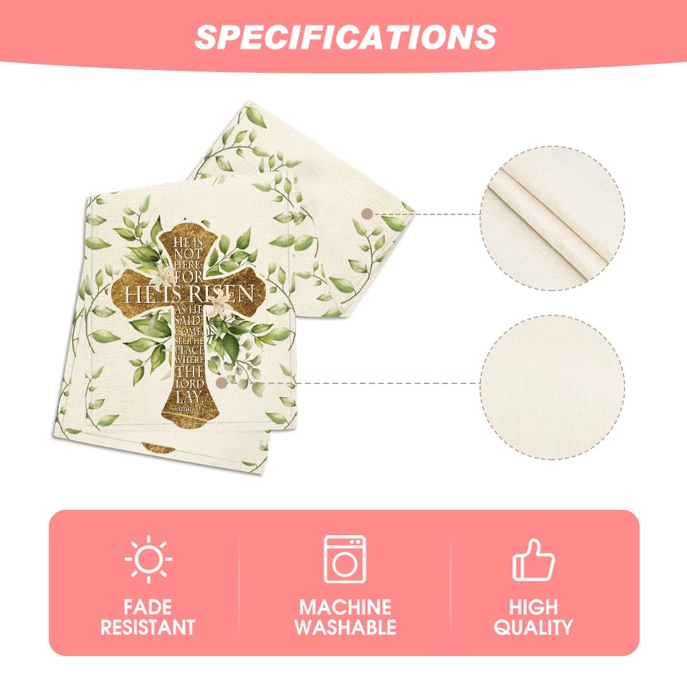 He is Risen Easter Table Runner, Spring Summer Seasonal Holiday Kitchen Dining Table Decoration for Indoor Outdoor Home Party Decor 13 x 72 Inch