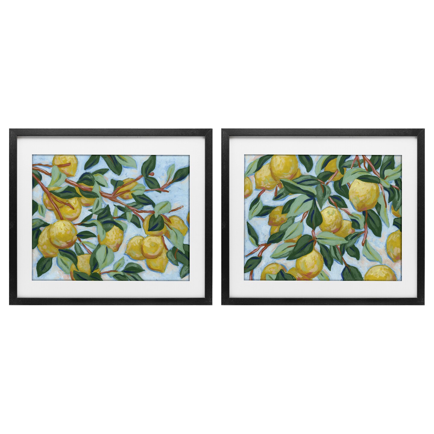 Stupell Industries Sunshine Lemon Tree 2pc Framed Print Under Glass Set, design by June Erica Vess