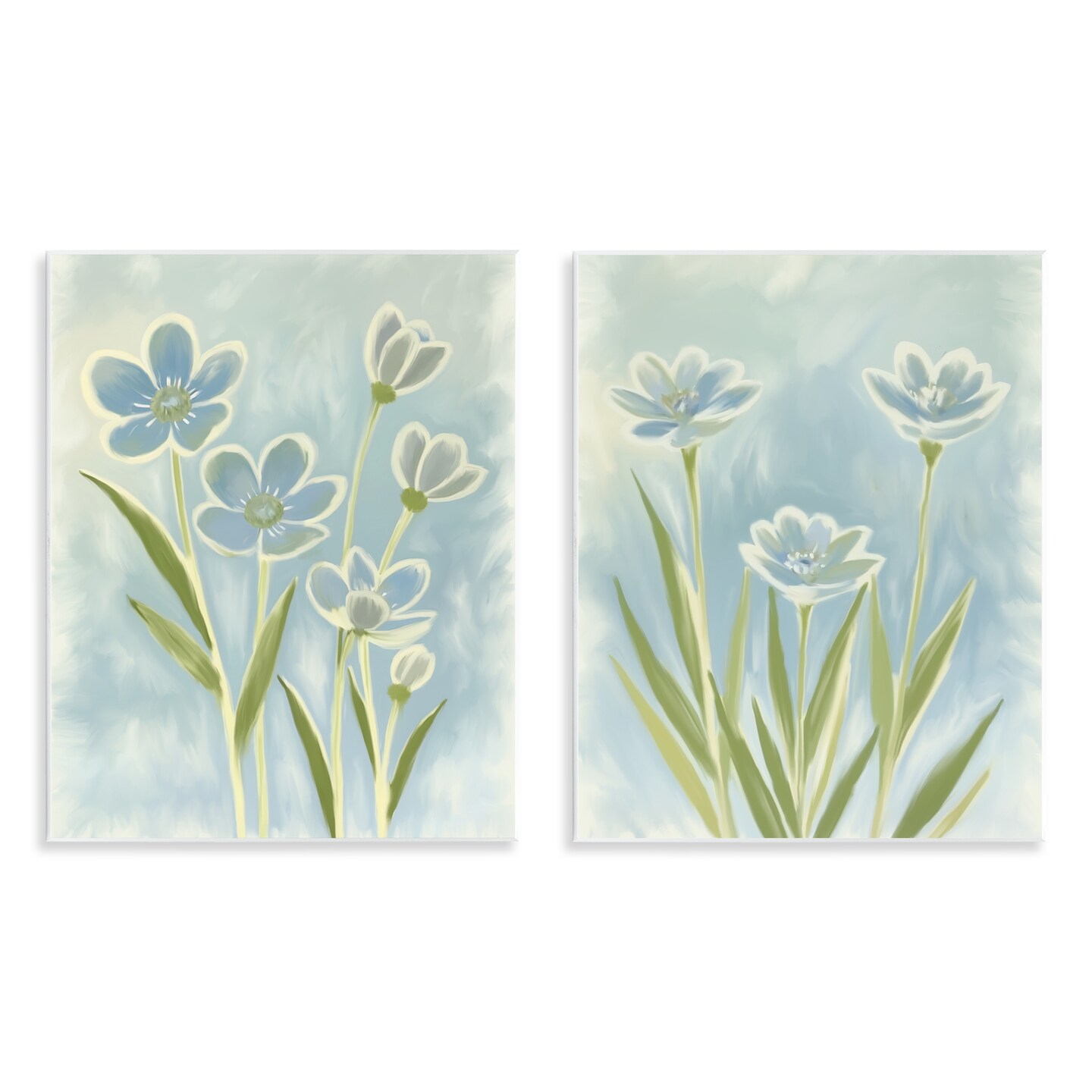 Stupell Industries Contoured Blue Petals 2pc Wall Plaque Set, design by Kim Allen