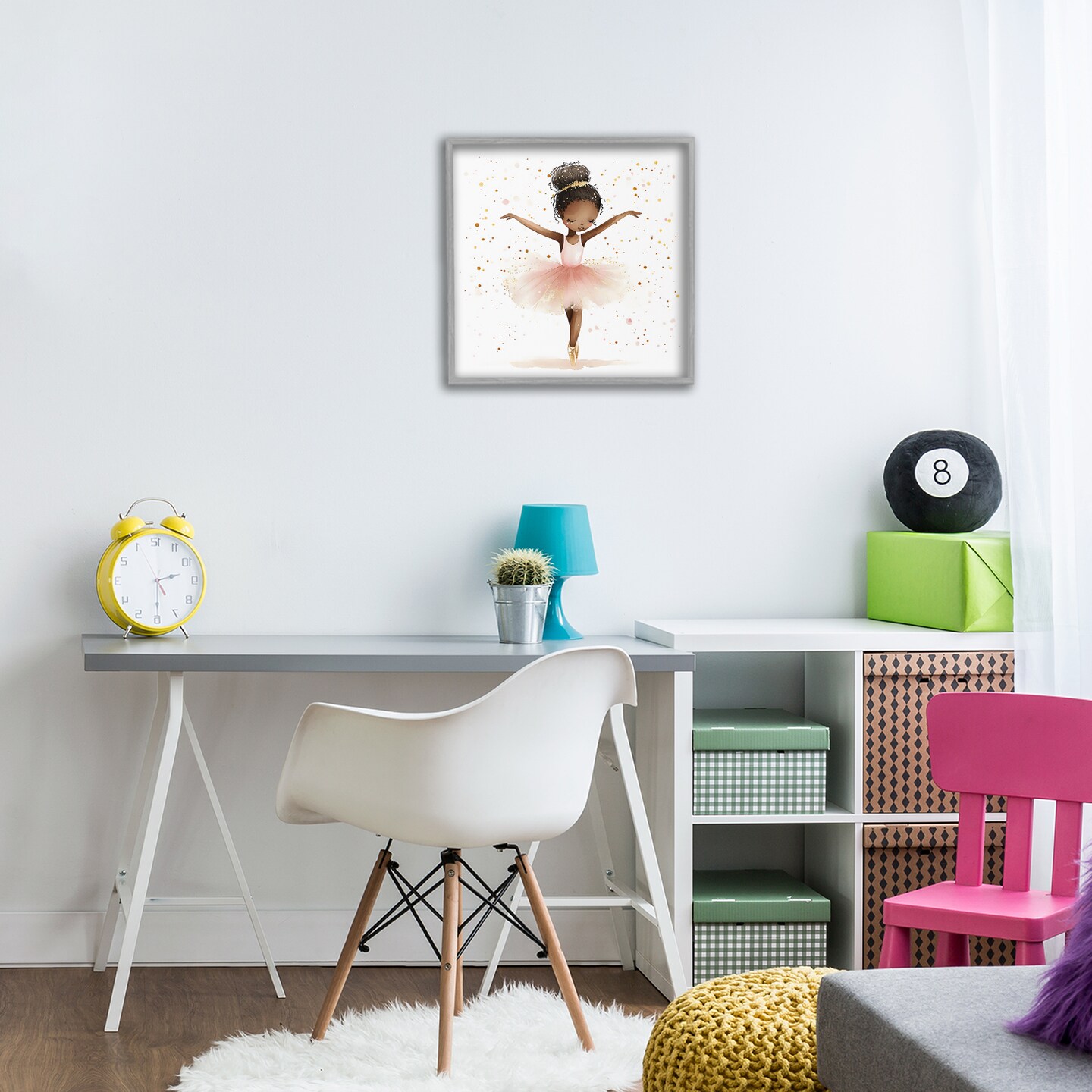 Stupell Industries Pink Ballerina Girl with Gold Framed Giclee, design by Creative Studio
