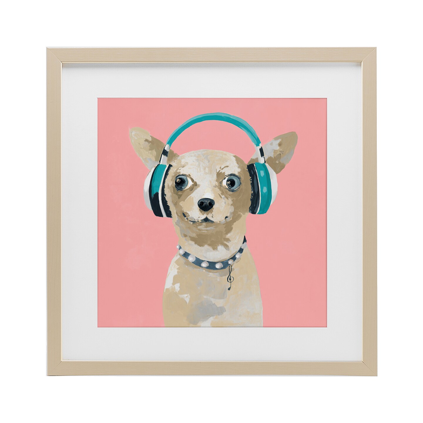 Stupell Industries Jammin' Pup on Pink Framed Print Under Glass, design by Lorenzo Collective