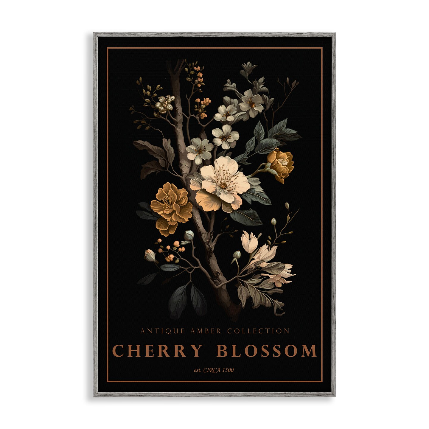 Stupell Industries Antique Cherry Blossom Light Framed Giclee, design by Chris Giampietro
