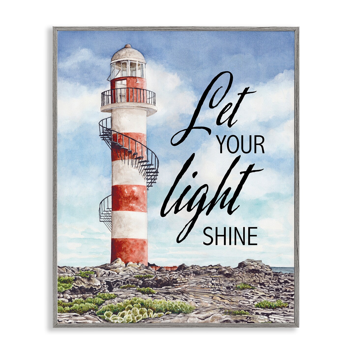 Stupell Industries Let Your Light Shine Beacon Framed Giclee, design by Cindy Jacobs