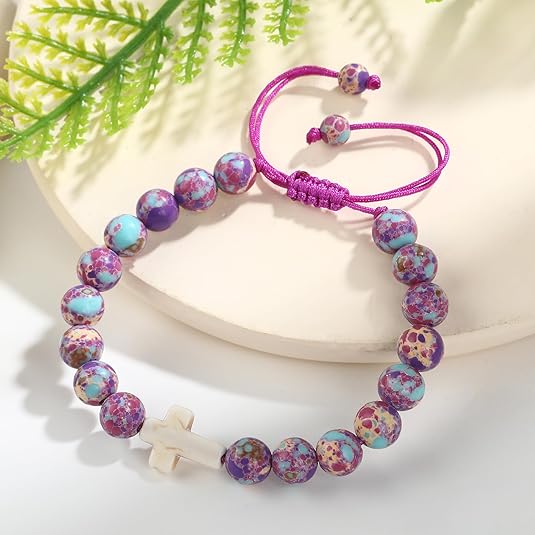 Easter Basket Stuffers for Girls Boys Teens, Christian Cross Bracelet for Teens, Easter Gifts for Teen Girl Boy, Religious Christian Gifts Cross Charm Bracelet for Girl Boy