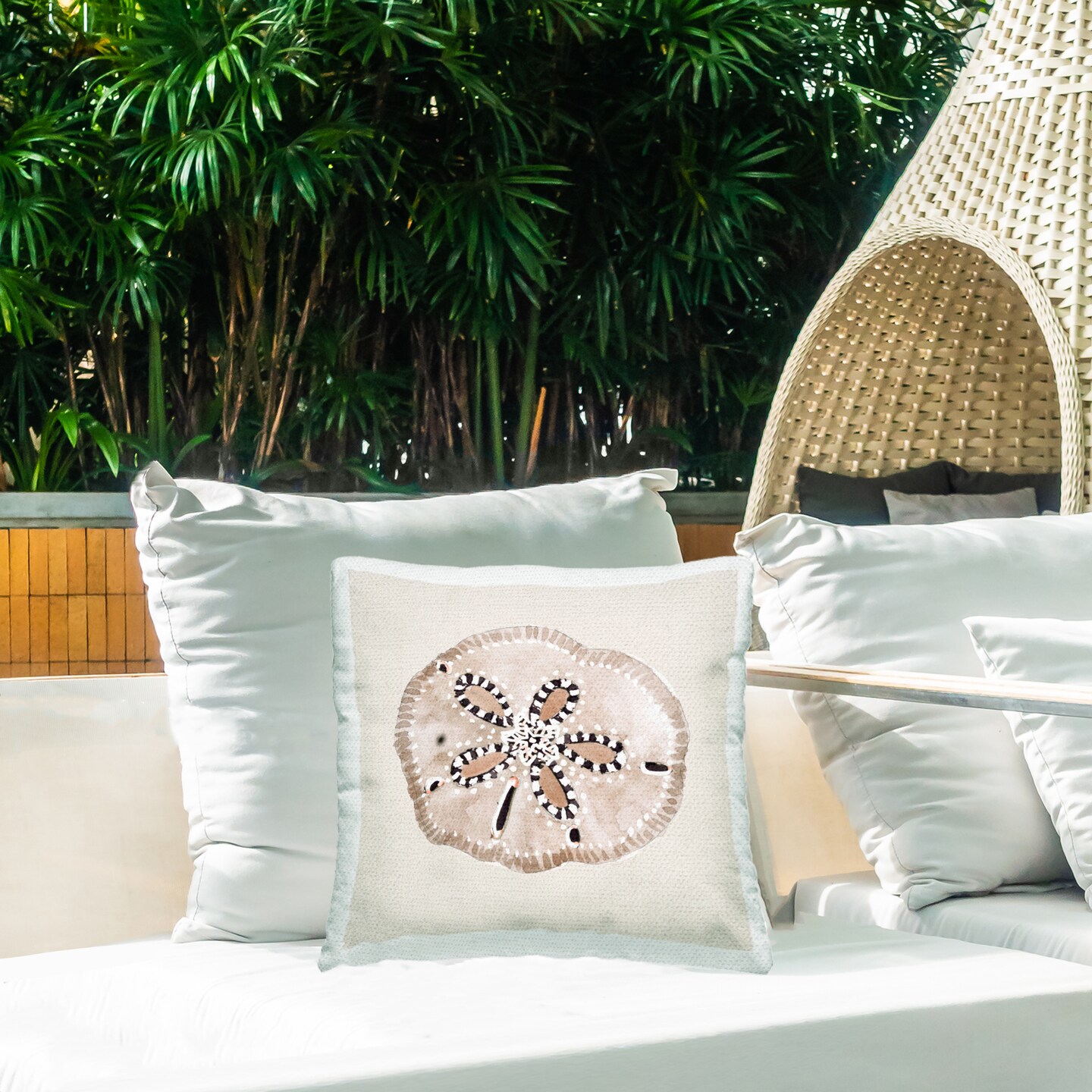 Stupell Industries Beige Sand Dollar Details Outdoor Printed Pillow, design by Lanie Loreth, 18 x 7 x 18