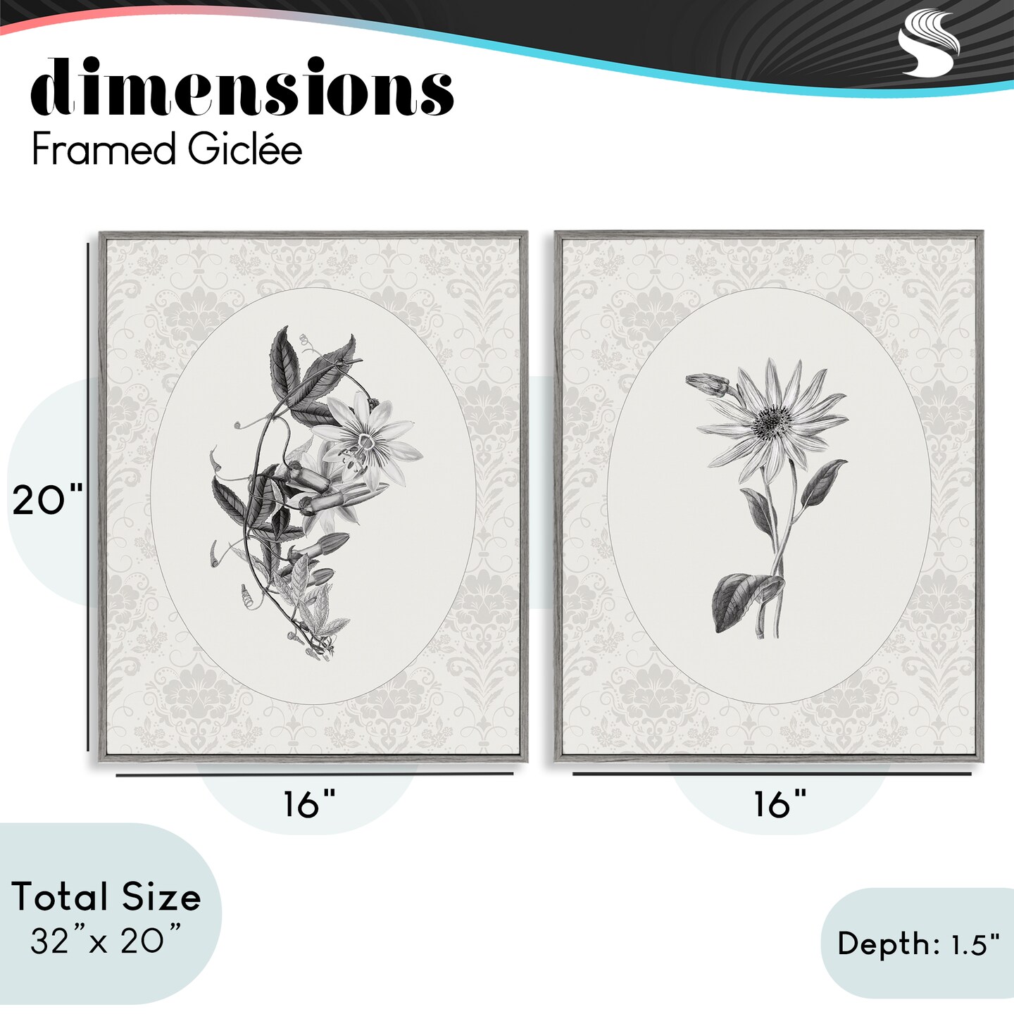 Stupell Industries Vintage Flowers & Lace 2pc Framed Giclee Set, design by CAD Designs