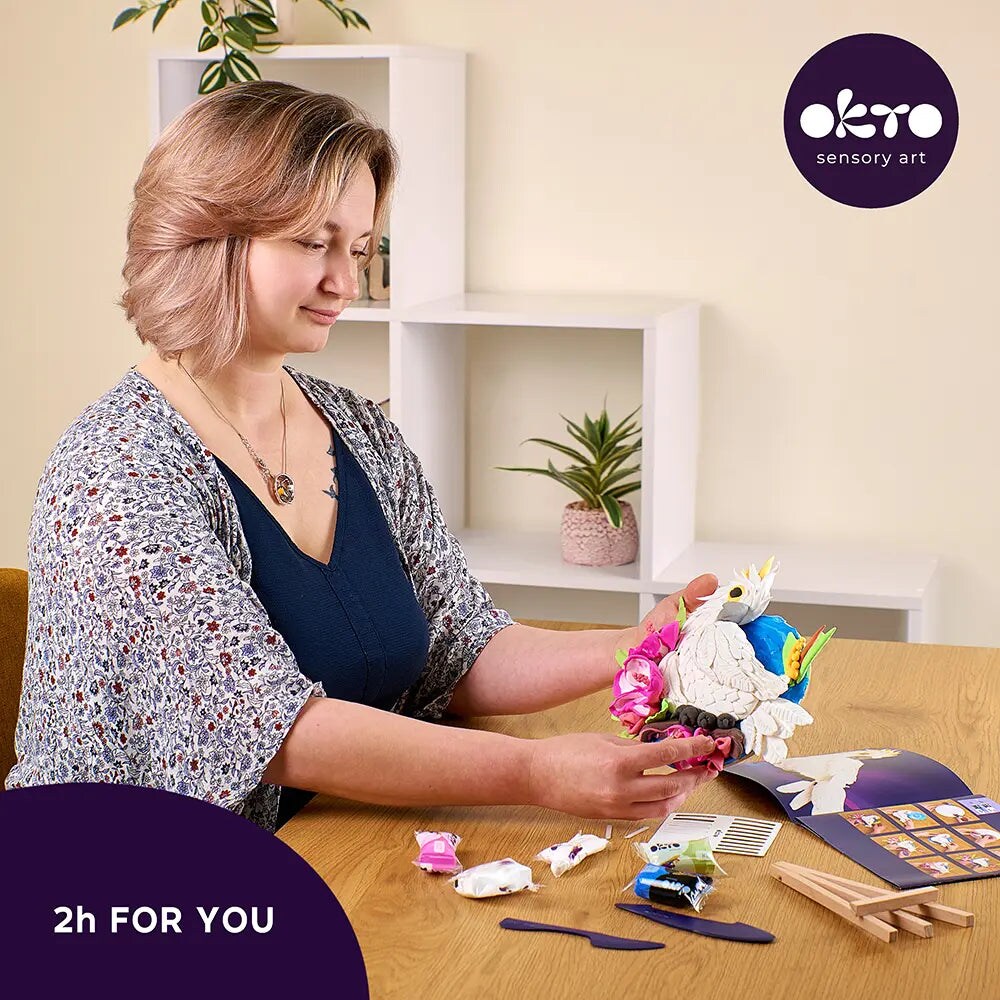 OKTO DIY 3D Creative Air Dry Clay Set Nature "Nature" Сockatoo