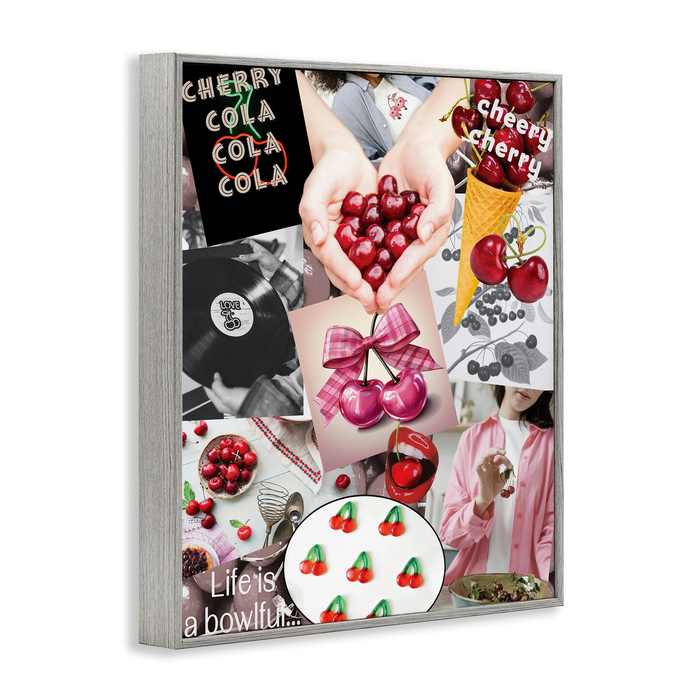 Stupell Industries Retro Cherry Mood Board Framed Giclee, design by Grotto Studios