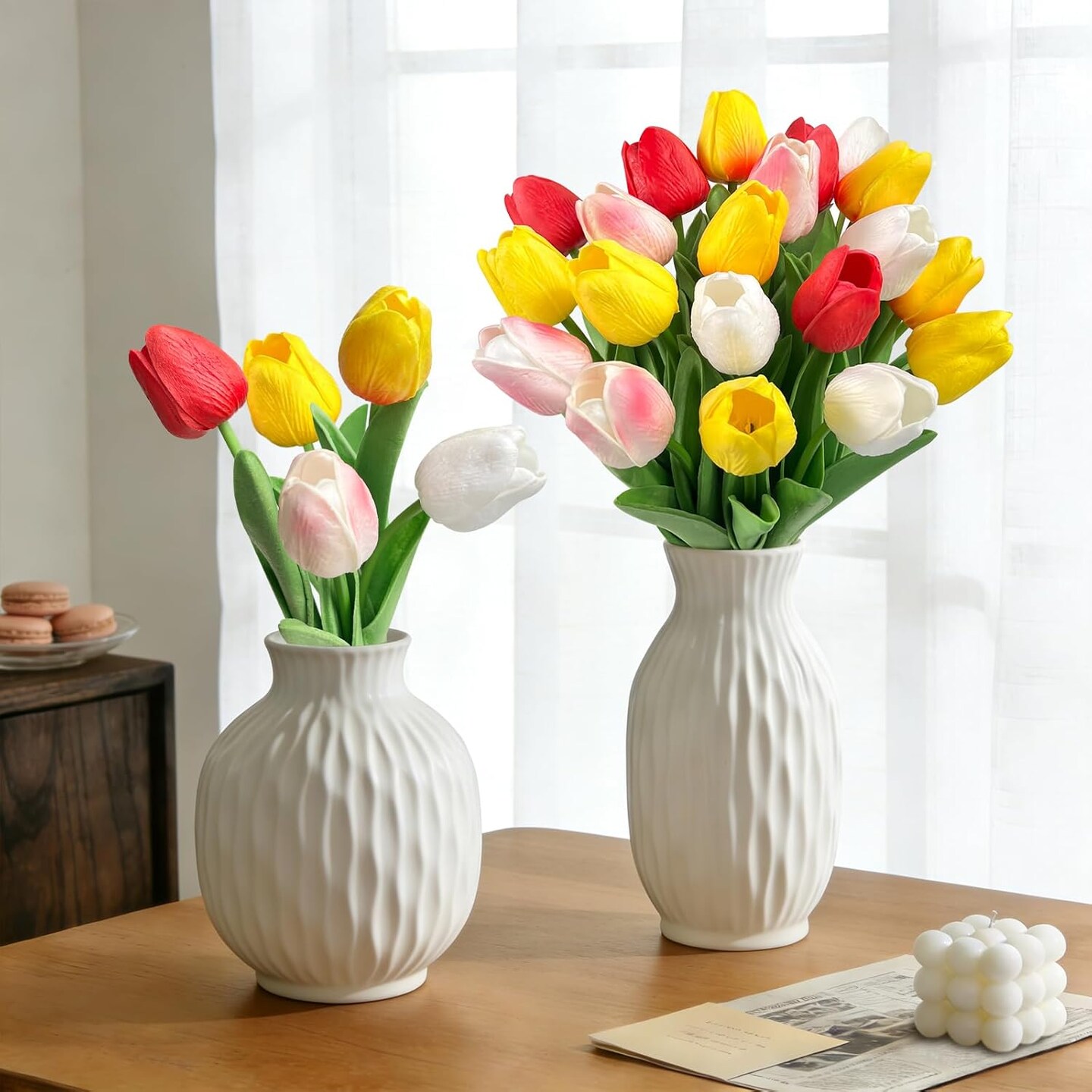 20 Pcs Multi-Color Real Touch Artificial Tulips – PU Faux Flowers for Wedding, Easter & Home Decorations