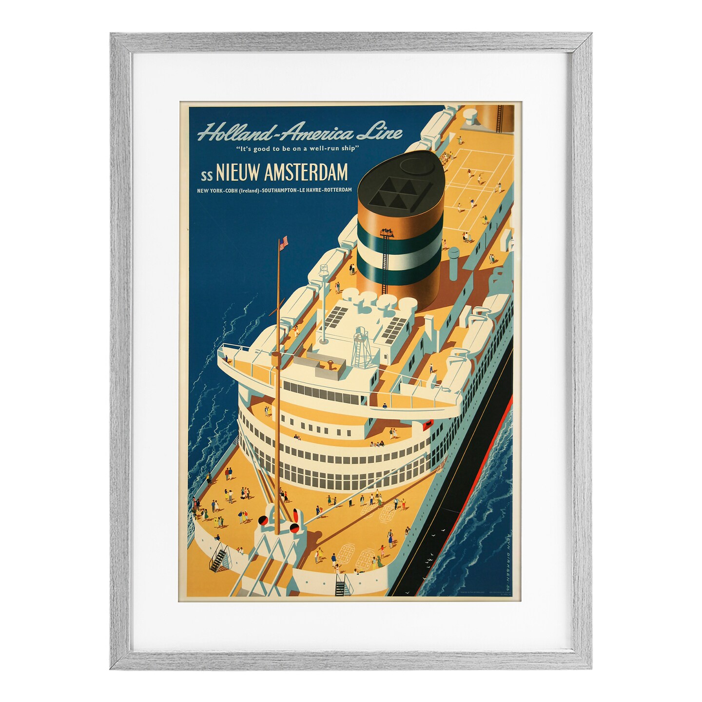 Stupell Industries Nieuw Amsterdam Cruise Ship Framed Print Under Glass, design by Vintage Posters