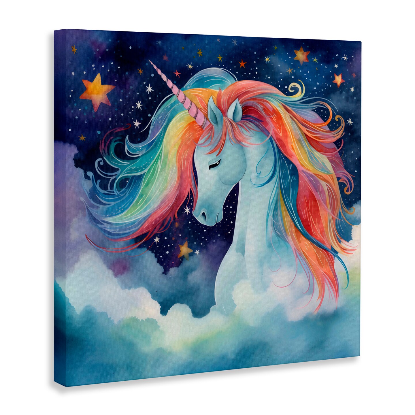 Stupell Industries Rainbow Mane Unicorn in Clouds Canvas, design by Creative Studio