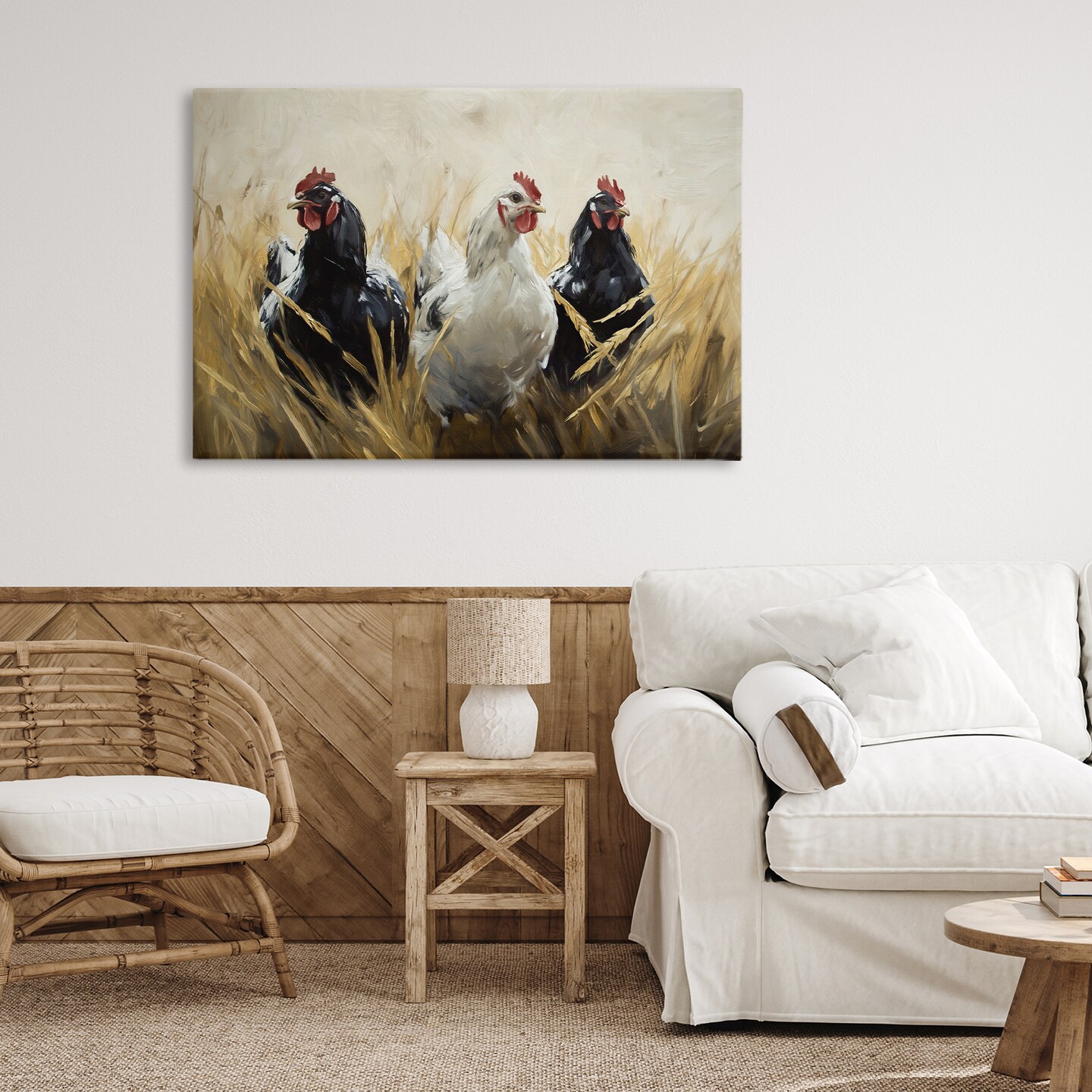 Stupell Industries Chickens In Wheat Field Canvas, design by Tina LeCour