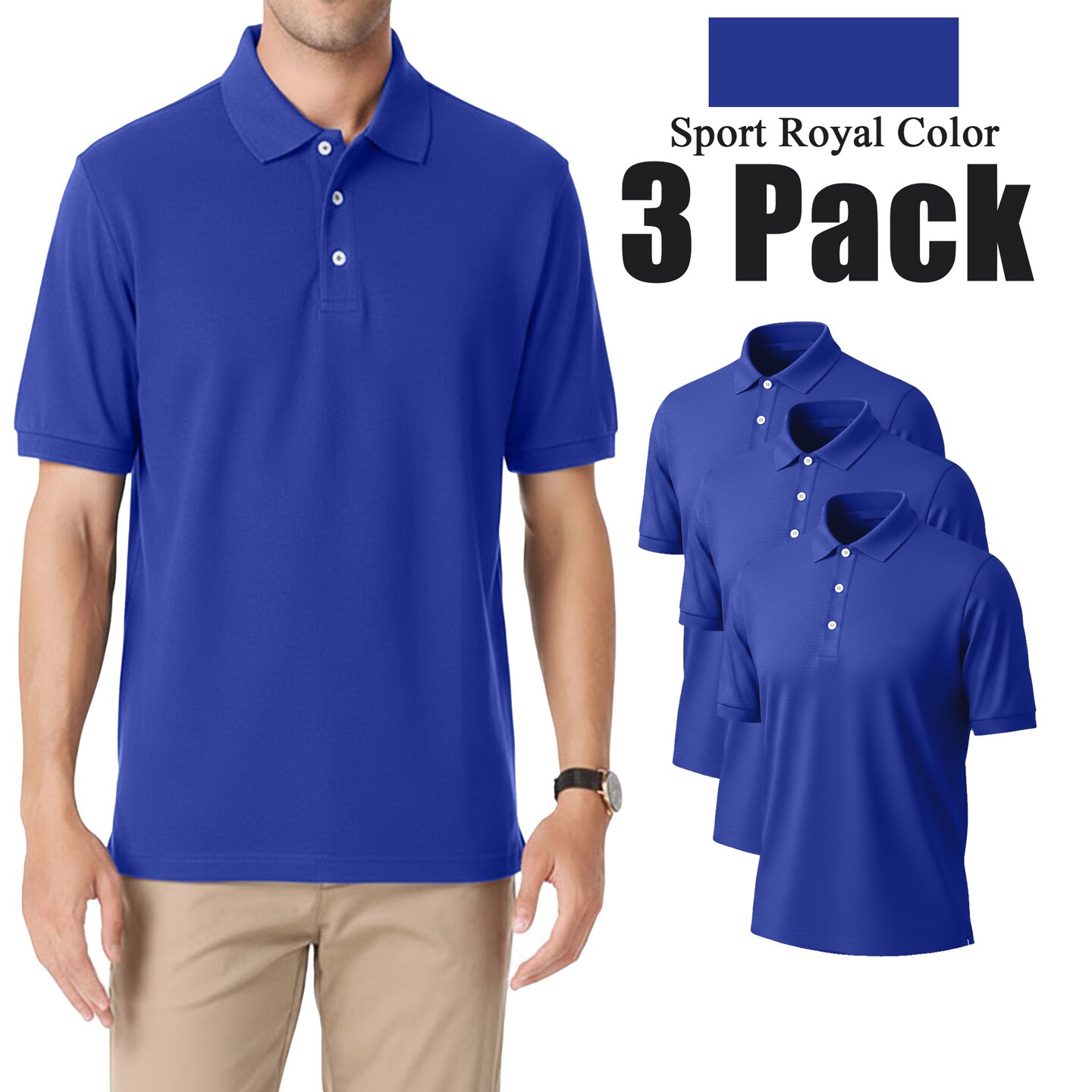 Zfeel Cotton Polo Blank Team Apparel Crafting Pack (3-Piece) – Sport Royal