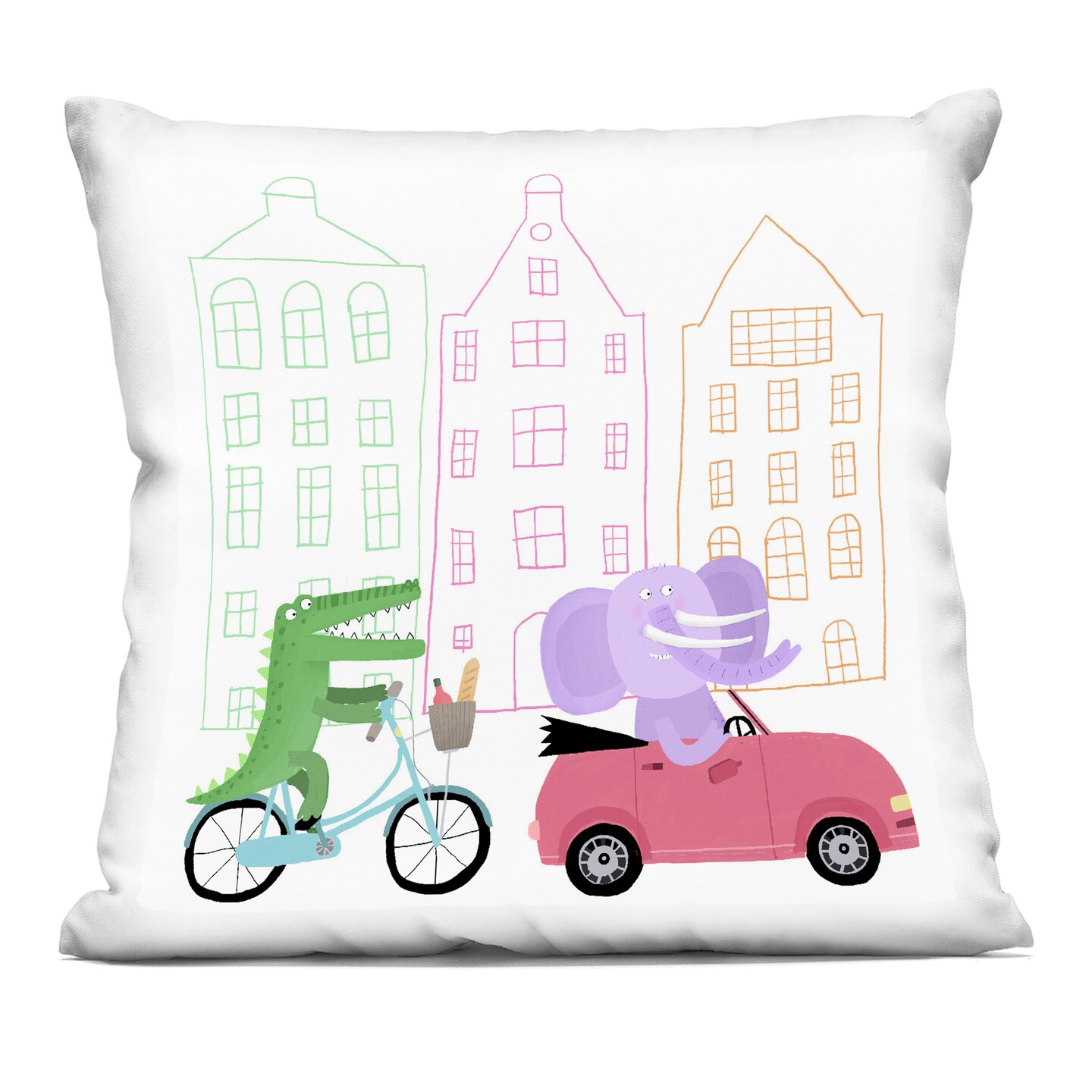 Stupell Industries Amsterdam Buildings & Animals Decorative Printed Throw Pillow, design by Carla Daly, 18 x 7 x 18