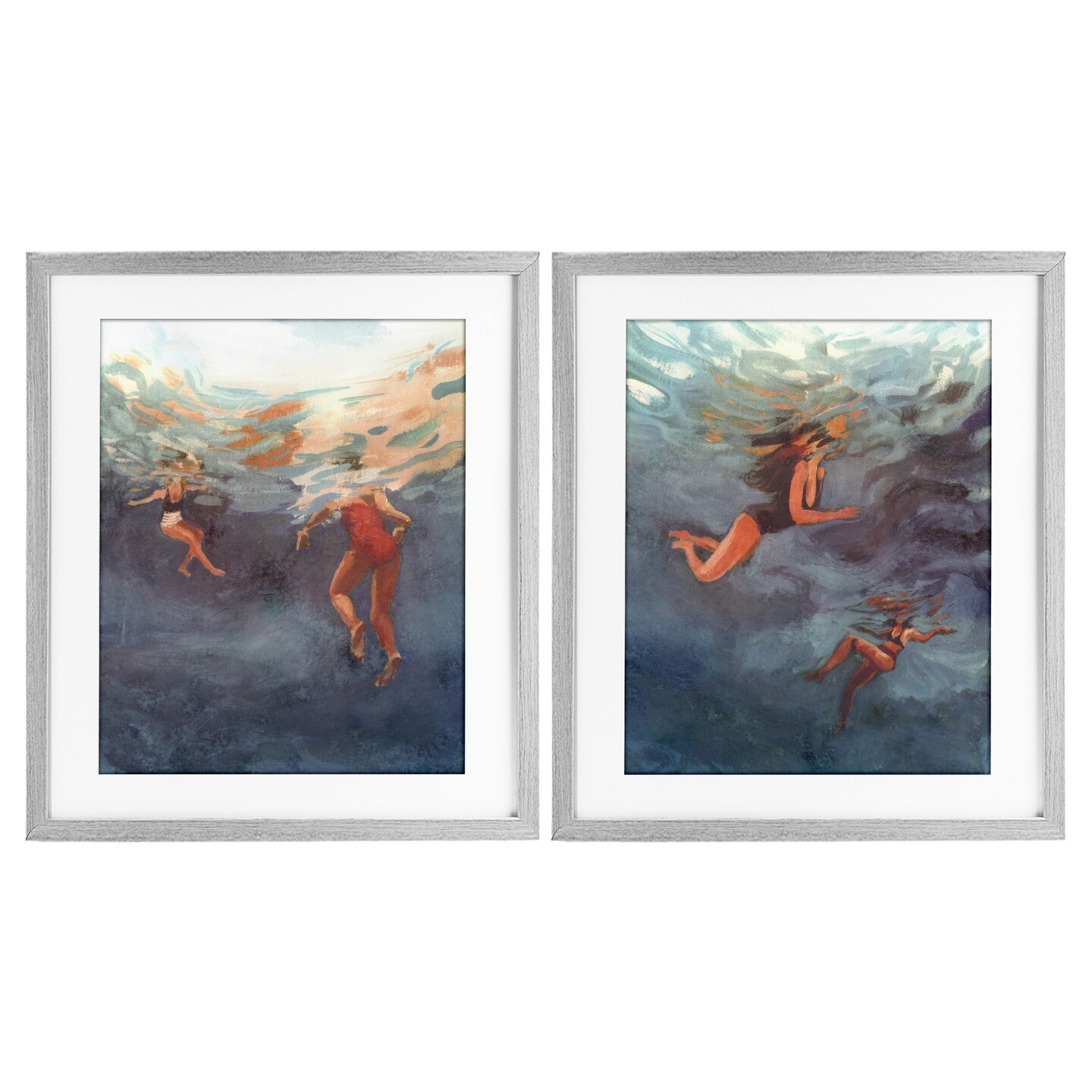 Stupell Industries Swimming Summer's Dance 2pc Framed Print Under Glass Set, design by Victoria Barnes