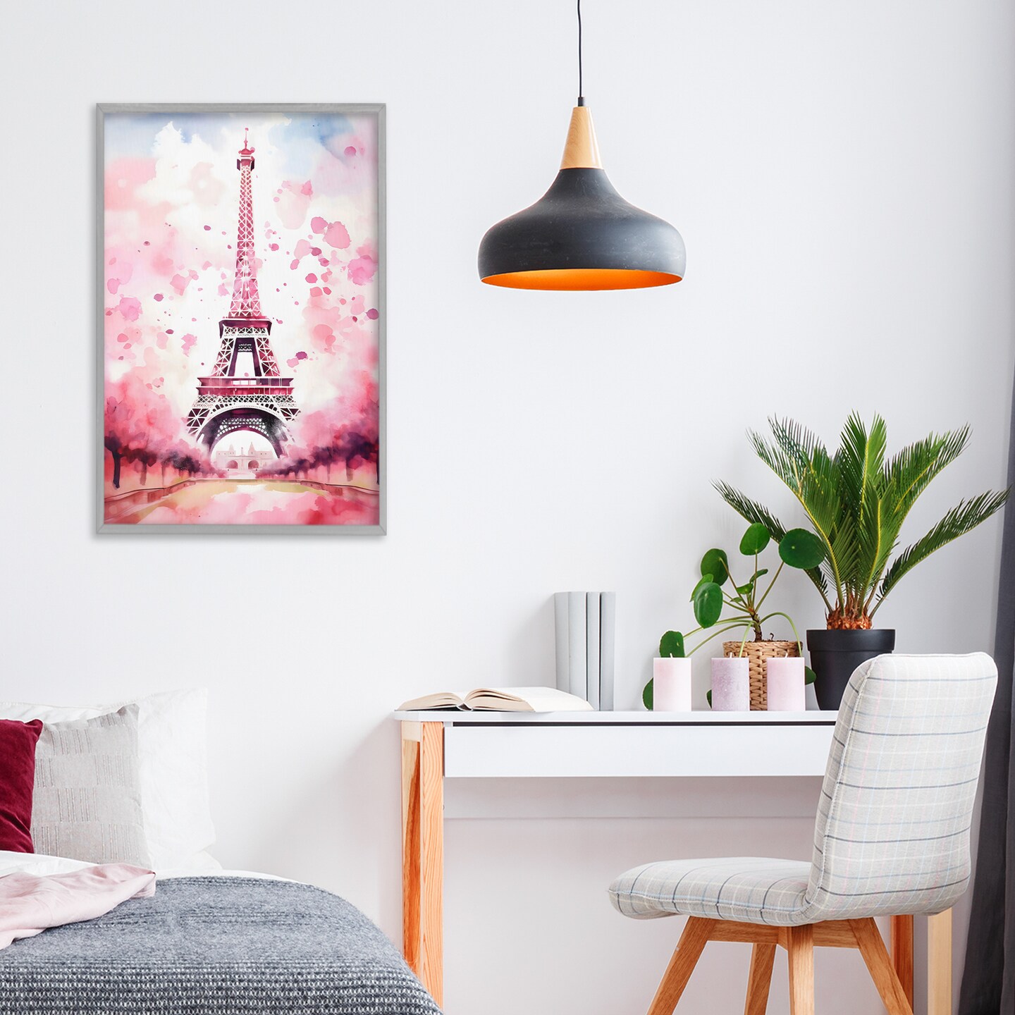 Stupell Industries Blush Watercolor Eiffel Tower Framed Giclee, design by Creative Studio