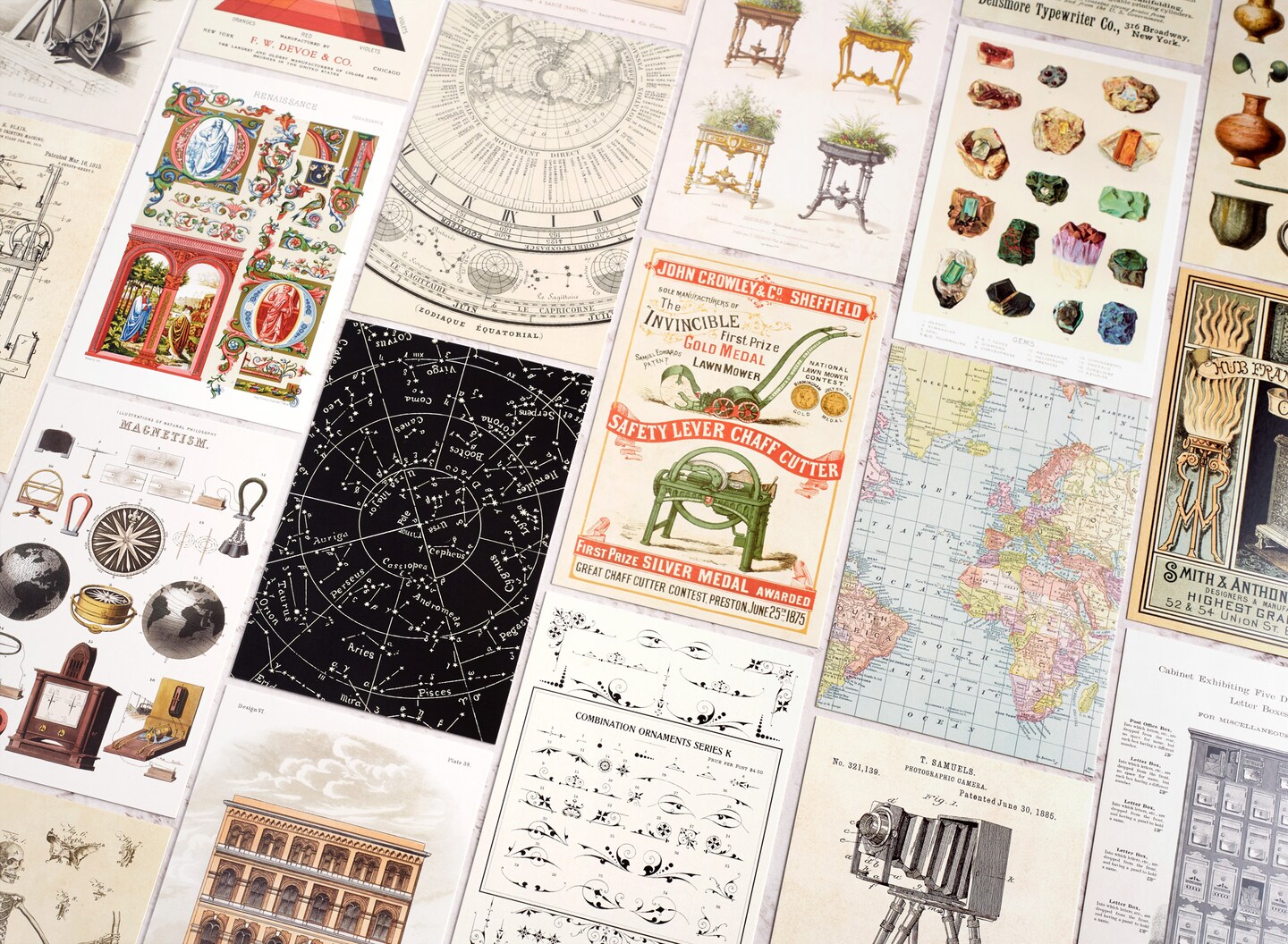 Collector's Cabinet Postcard Set: Pack of 30 Retro Style Science, Drawings, Advertisements Postcards