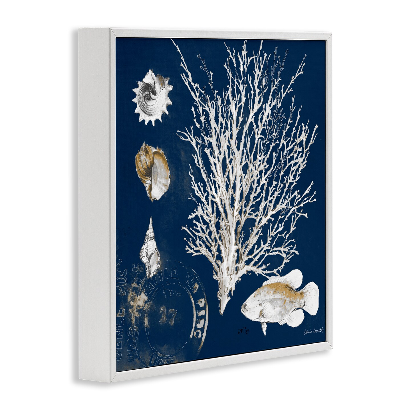 Stupell Industries Coral Medley on Navy Framed Giclee, design by Lanie Loreth