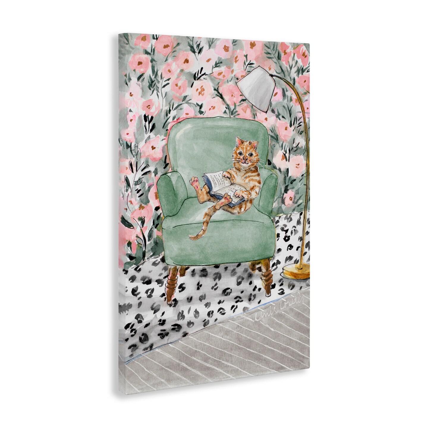 Stupell Industries Cozy Cat Reading Canvas, design by Lanie Loreth