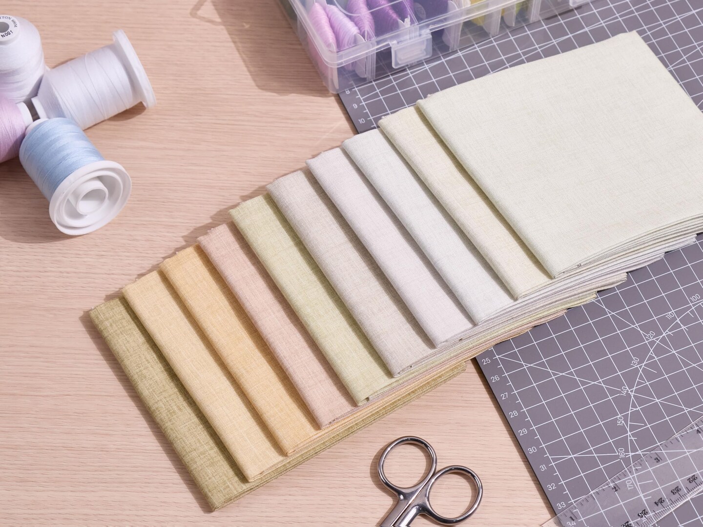 11 Options Solids with Tweed Tonals - Assorted Color Cotton Quilting Fabric Bundles 10pcs Fat Quarters 18"x21" - Medium Weight 5.2oz - for Quilting, Sewing and Crafts - Not Quite White