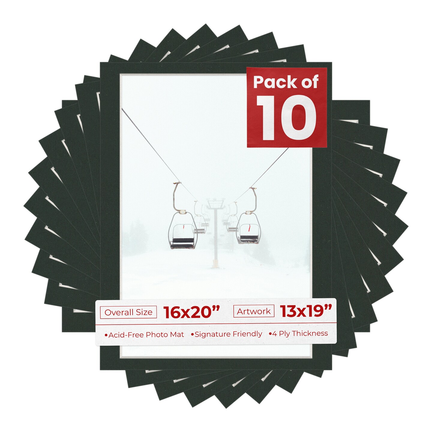 Textured Black Mat Board for 16x20 Frames - Fits 13x19 Photos