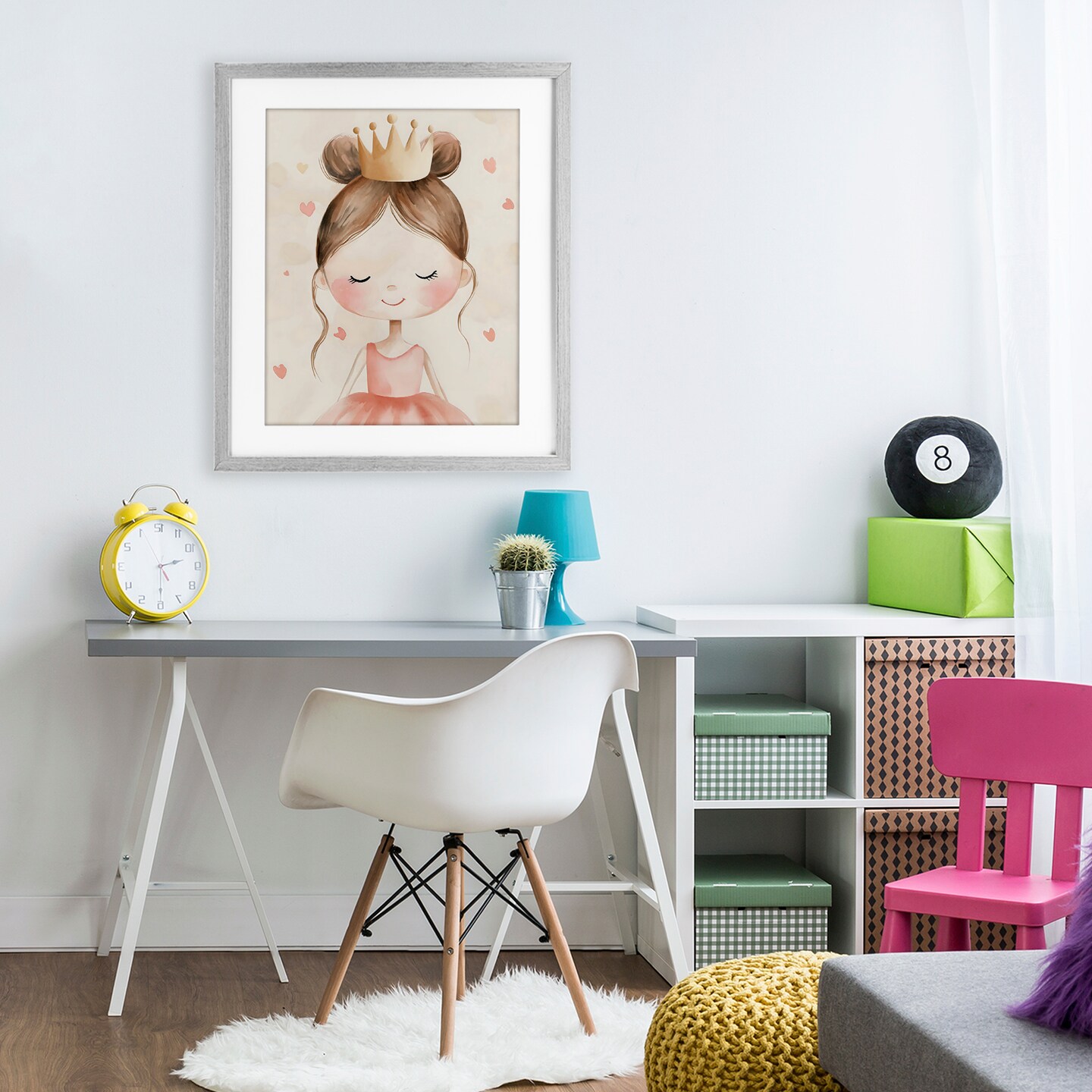 Stupell Industries Pink Ballerina in Crown Framed Print Under Glass, design by Creative Studio