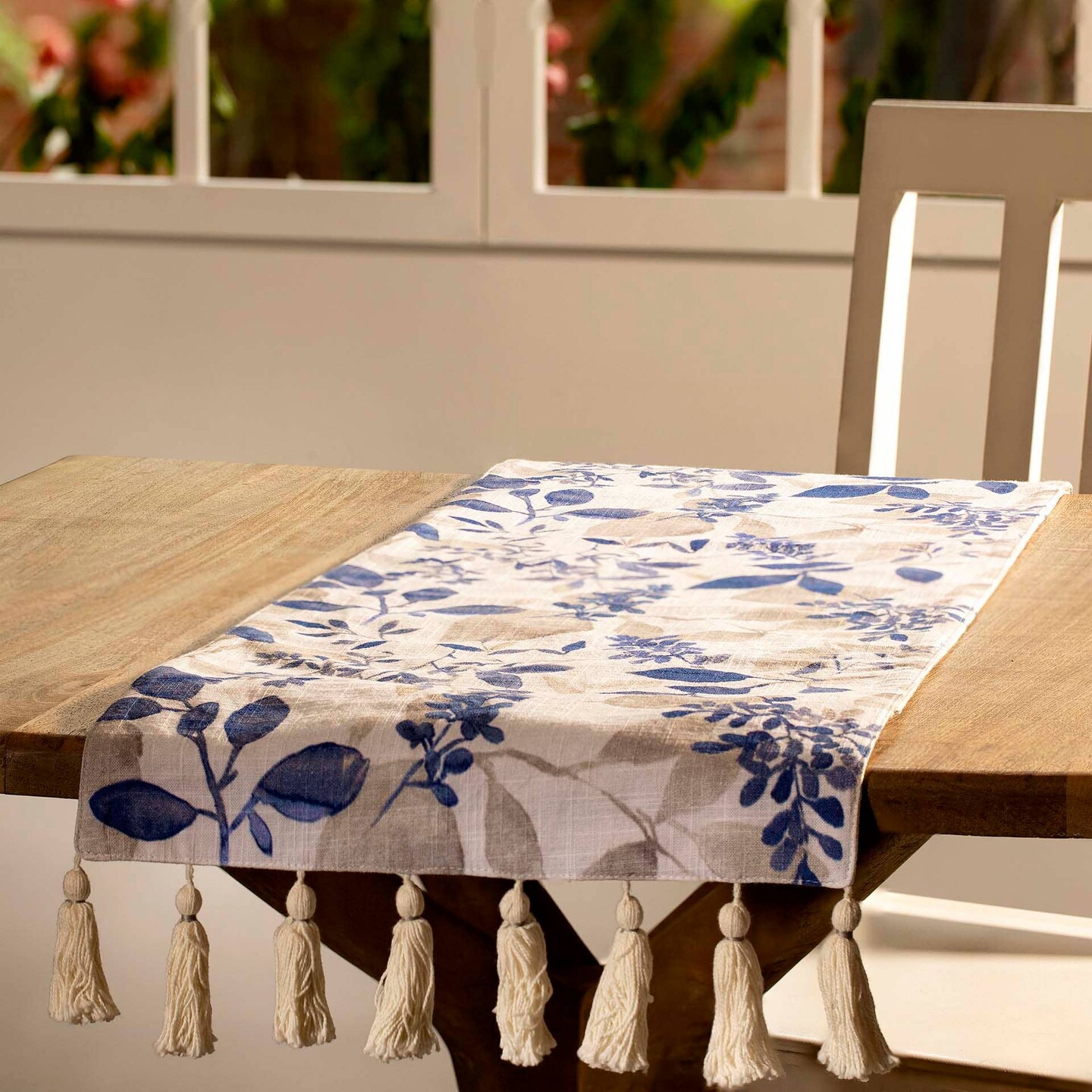 Tropical Paradise Linen Table Runner - 100% Cotton, Vibrant Dining Accent-14X71.6&#x22;