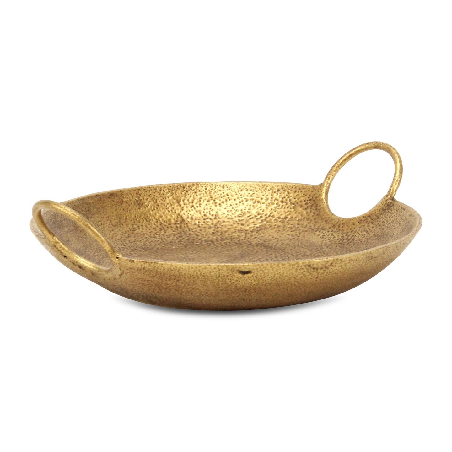 Contemporary Home Living Dotted Cast Iron Round Tray with Handles - 11.75&#x22; - Gold