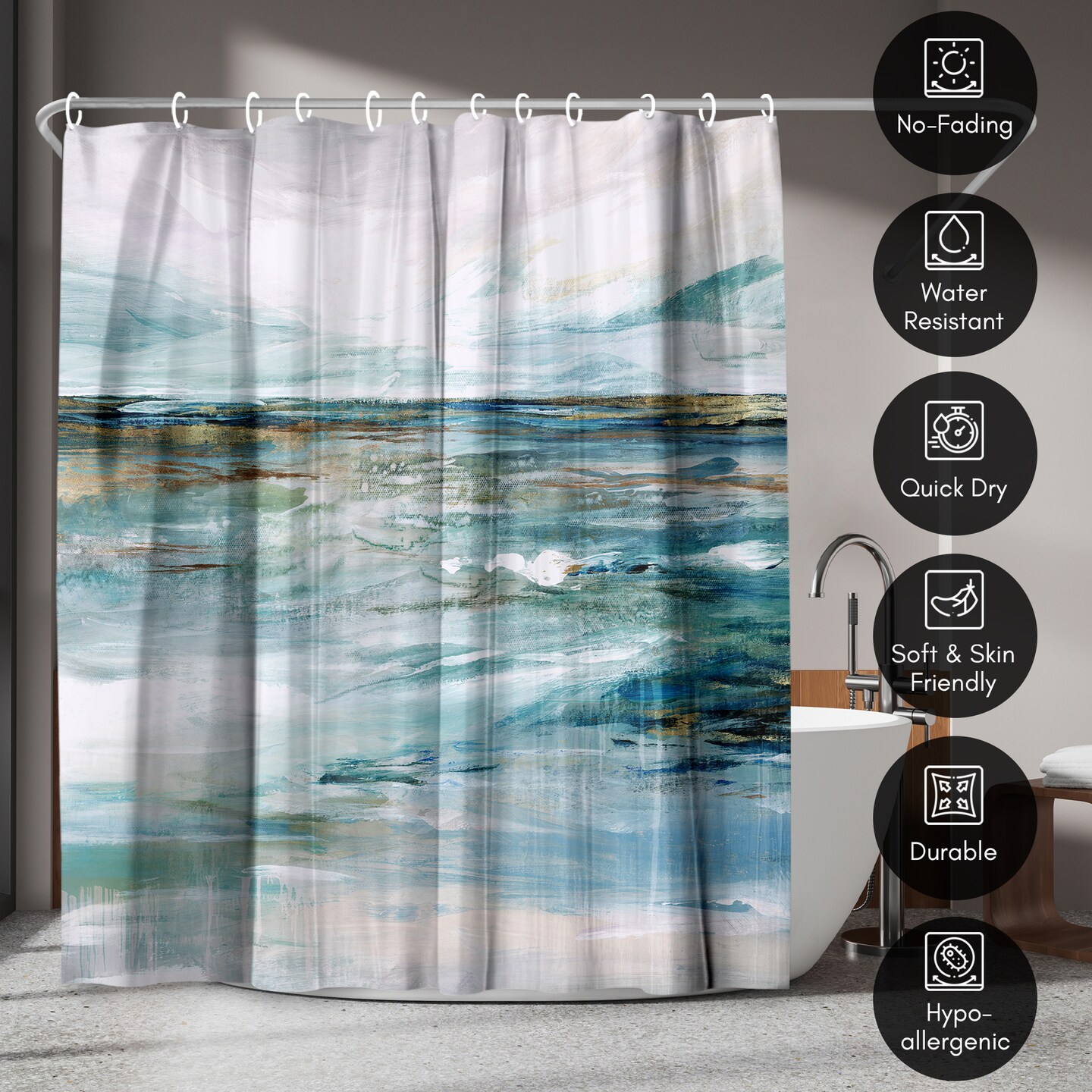 Americanflat 71" x 74" Shower Curtain, Midnight Clear II by PI Creative Art