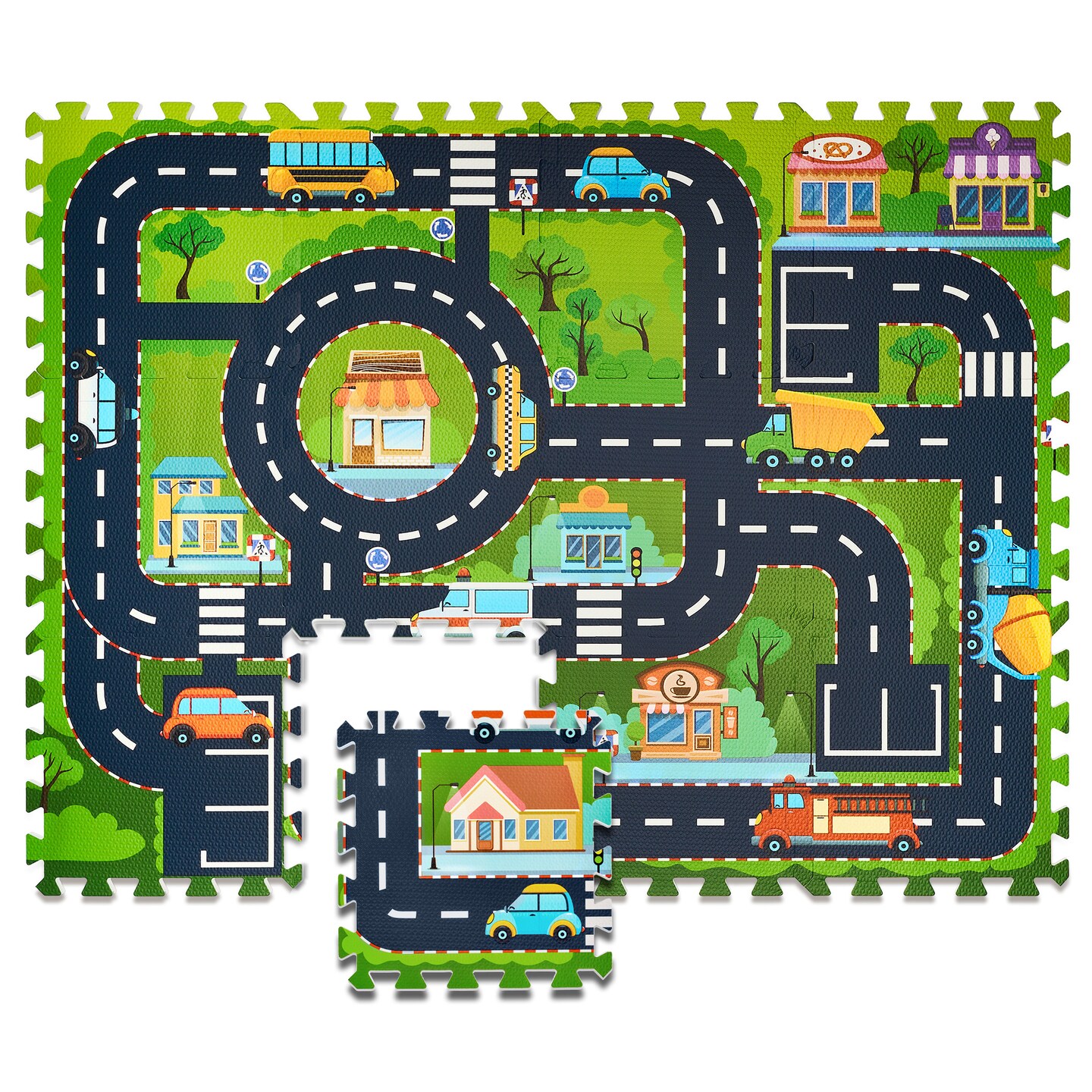 Sorbus Foam Playmat for Kids - Traffic Play Mat for Babies (12 Interlocking Tiles)