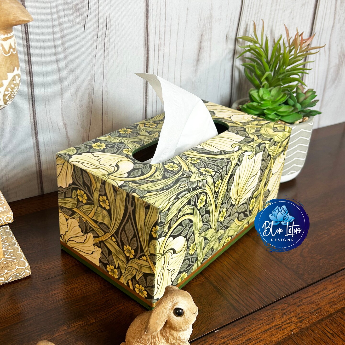 Rectangle Tissue Box, William Morris Pimpernel Yellow Flowers