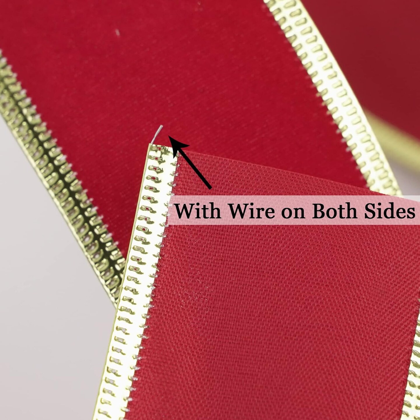 Red Velvet Ribbon 1.5 Inch Red Christmas Ribbon Wired Velvet Wired Ribbon with Gold Trim Red and Gold Ribbon for Christmas Tree Decorations Topper Bows Holiday Gift Wrap - 25 Yards