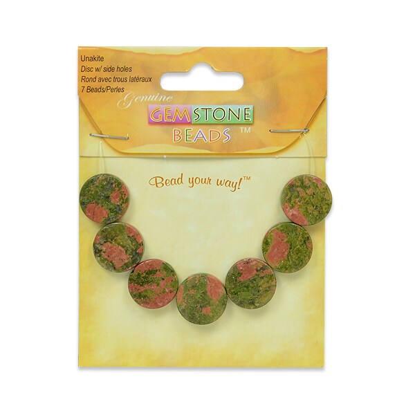 Unakite Disk Beads - 15mm - 7 pcs.