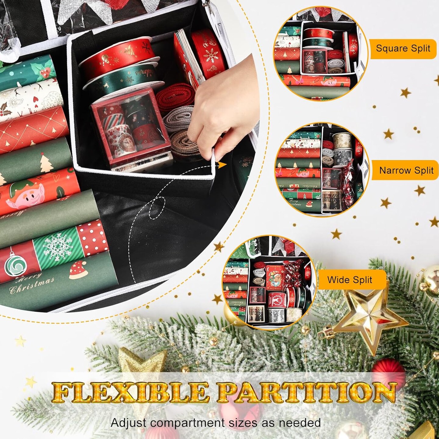 Christmas Bow Storage Box 42-Inch Wrapping Paper Storage Bag