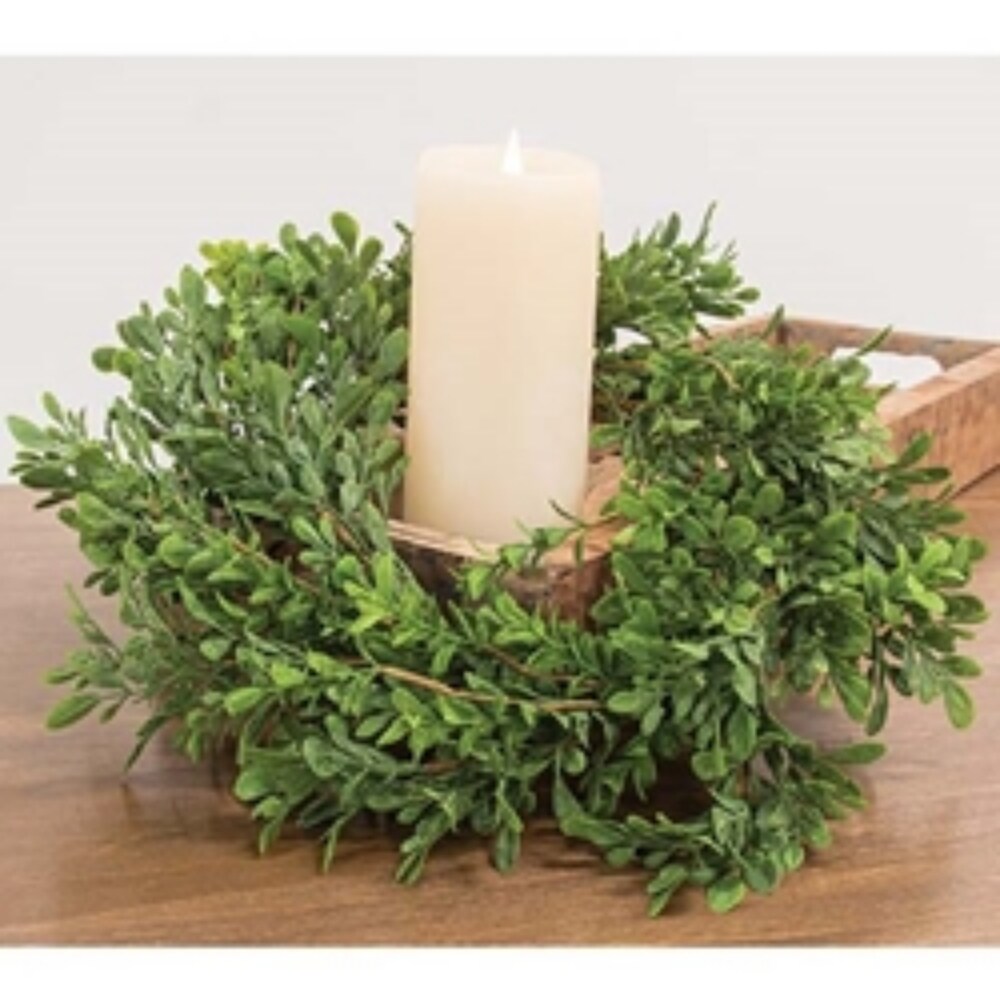 Heritage Boxwood Candle Ring 6.5&#x22;