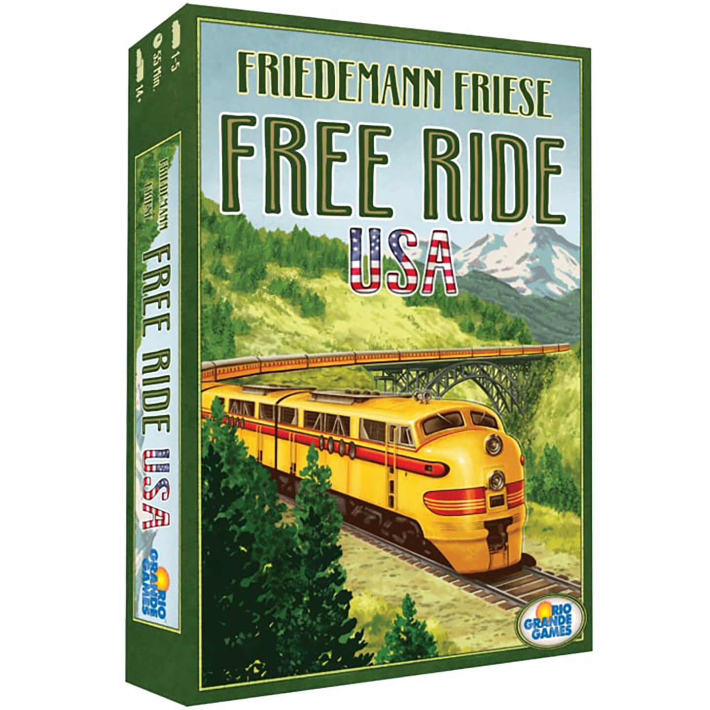 Rio Grande Games: Free Ride USA - Railroad Development Strategy Board Game, 1950s America Themed Train Game, Connect Cities, Ages 14+, 1-5 Players
