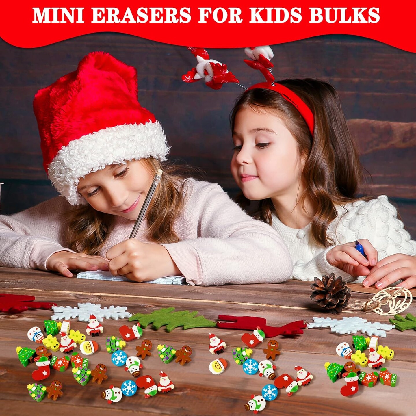 150 Pcs Christmas Mini Erasers for Kids, Cute Small Animal Erasers Bulk for Kids Desk Pets