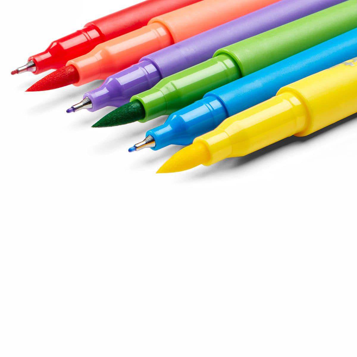 KINGART® Twin-Tip™ Brush & Fine Markers, Set of 12 Unique Colors