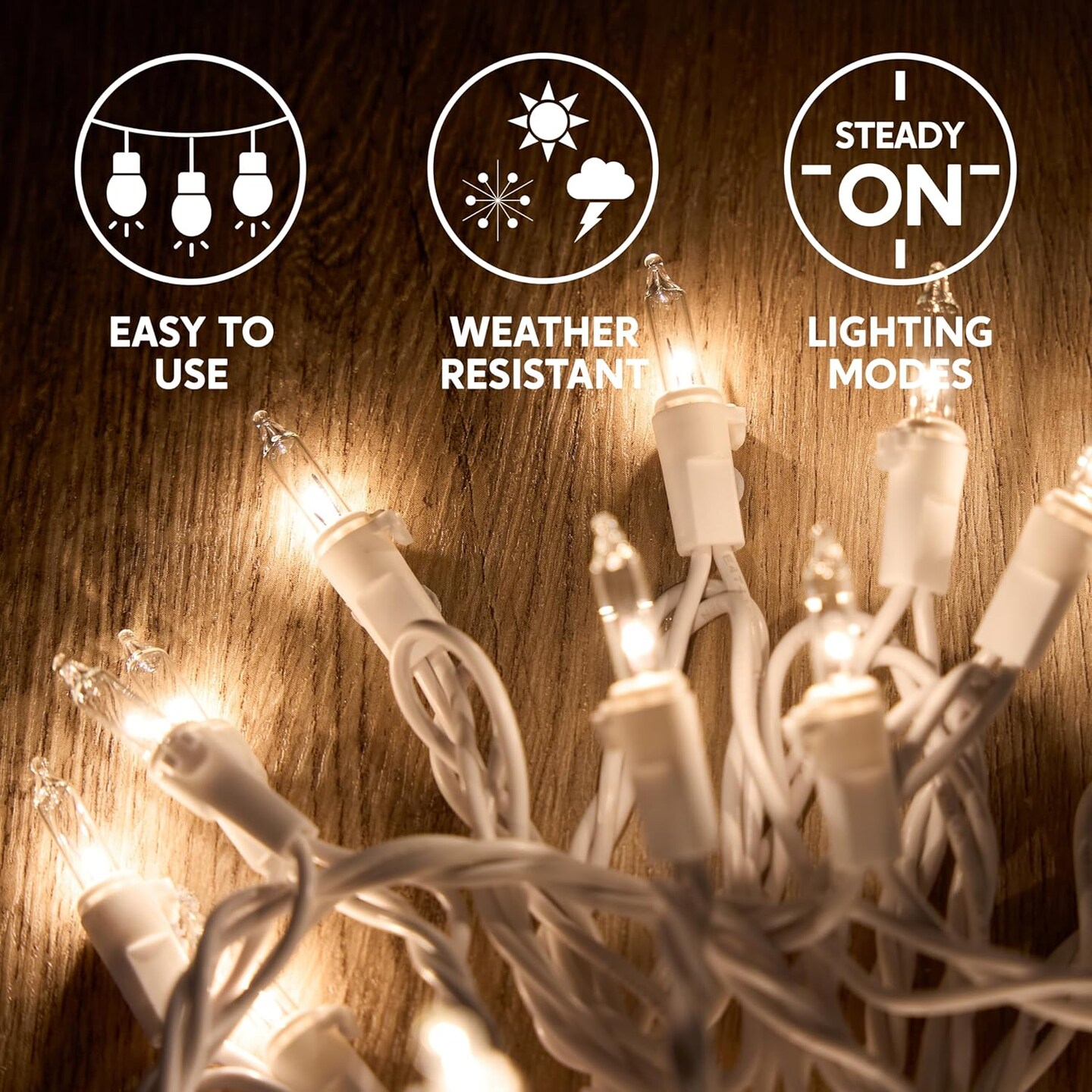 Clear Christmas Lights Outdoor, 100 Count Christmas Tree Lights Indoor Warm White, 21.5FT White Wire String Lights, Xmas Lights Decorations for Holiday Event Wedding Party Decor