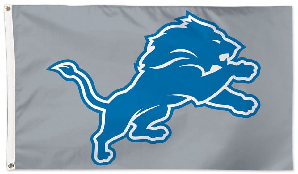 Detroit Lions Flag 3x5 Silver Logo 2 Sided