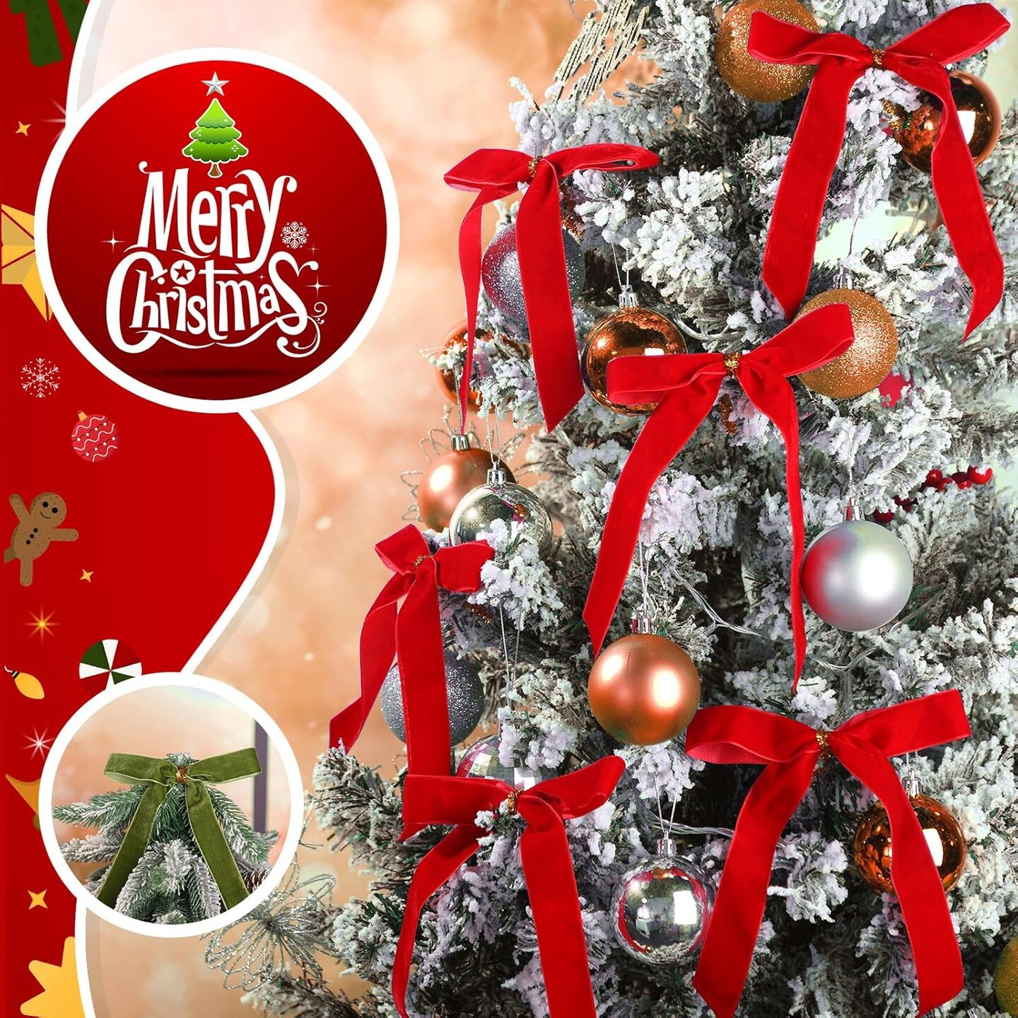 30 Pcs 6 x 8 Inches Velvet Christmas Bow, Rustic Crafts Gift Bows for Christmas Tree, Christmas Garland, Large Gifts, Parties, Indoor or Outdoor Christmas Decorations(Red)