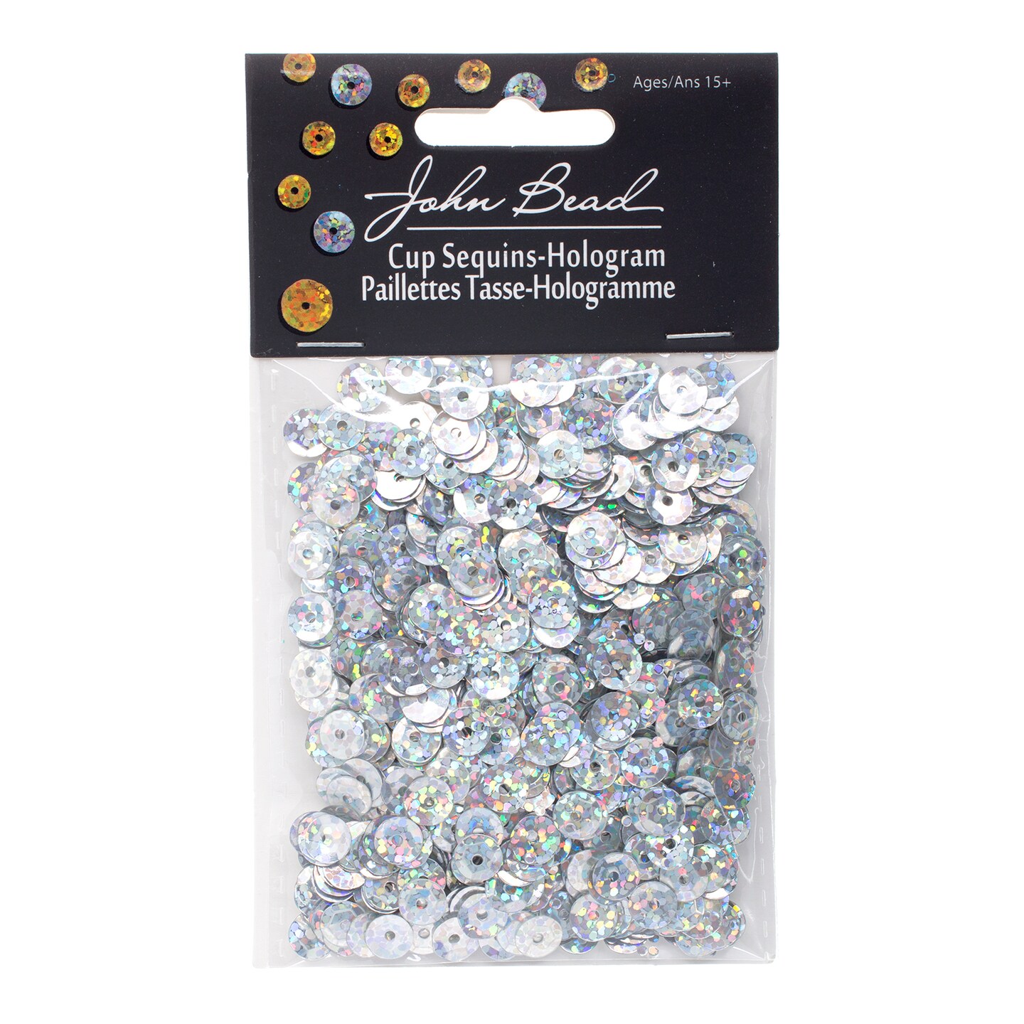 John Bead 6mm Flat Round Sequins Hologram, 1600pcs