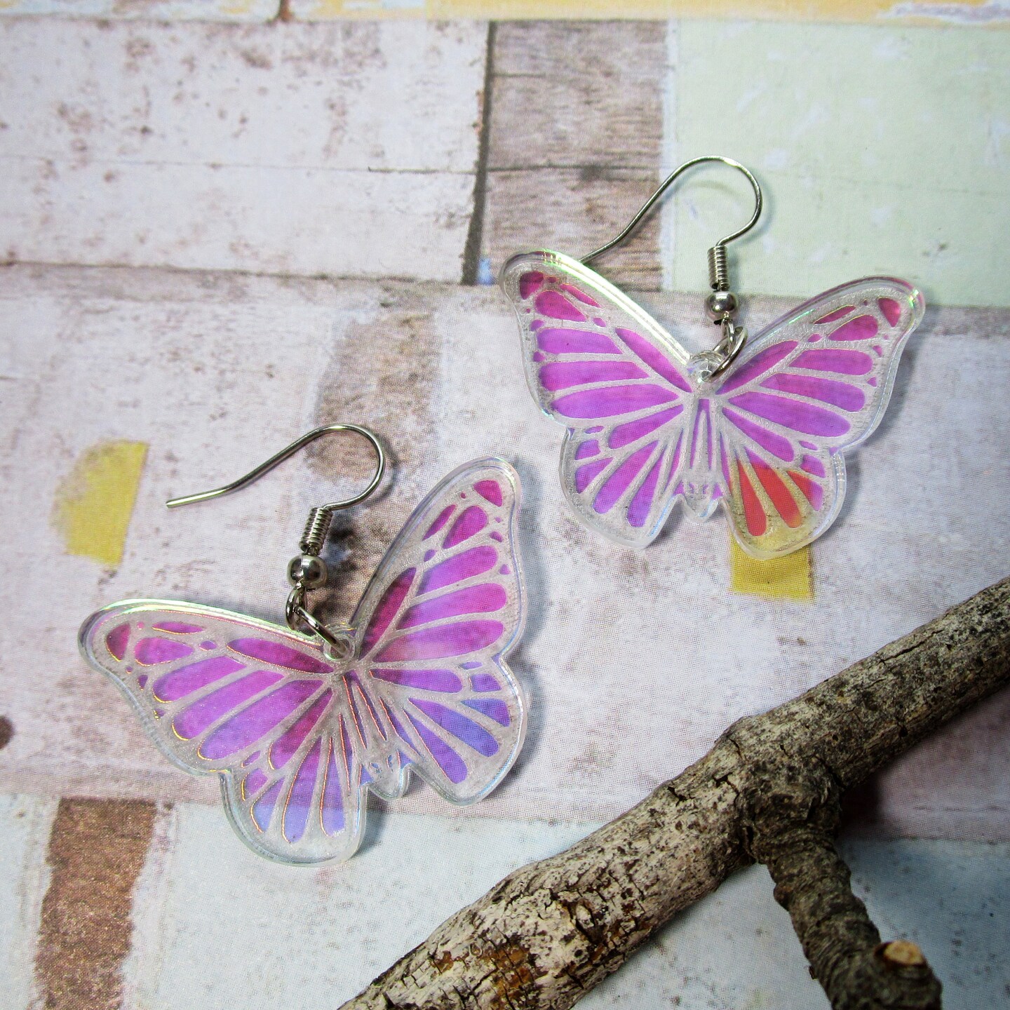 Iridescent Butterfly Wings Dangle Earrings Spring Summer Statement Jewelry Lightweight Hypoallergenic Cute Beautiful Butterfly Earrings MakerPlace by Michaels