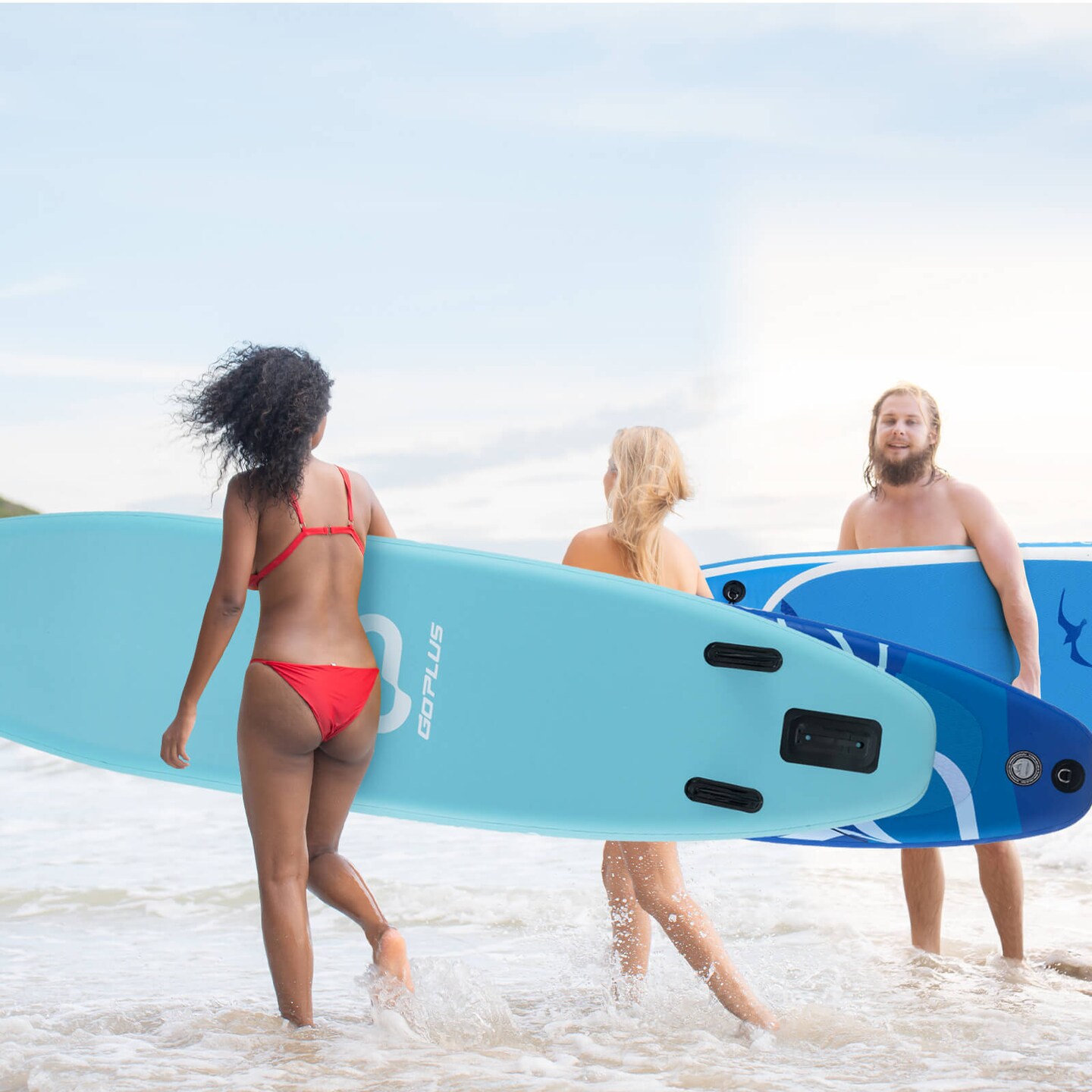 Goplus 10&#x27; Inflatable Stand Up Paddle Board 6&#x27;&#x27; Thick W/ Aluminum Paddle Leash Backpack Blue\Yellow