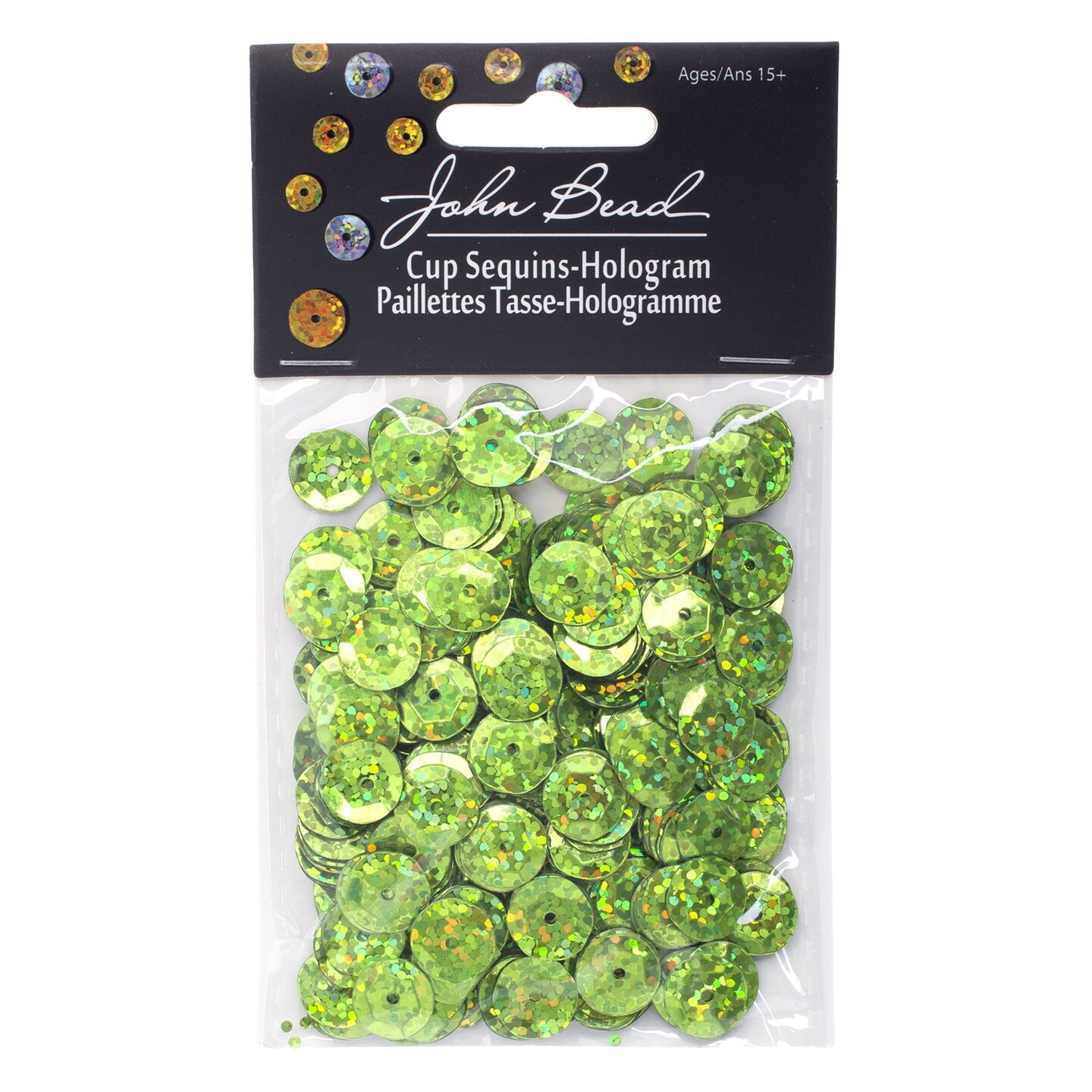 John Bead 10mm Flat Round Sequins Hologram, 450pcs